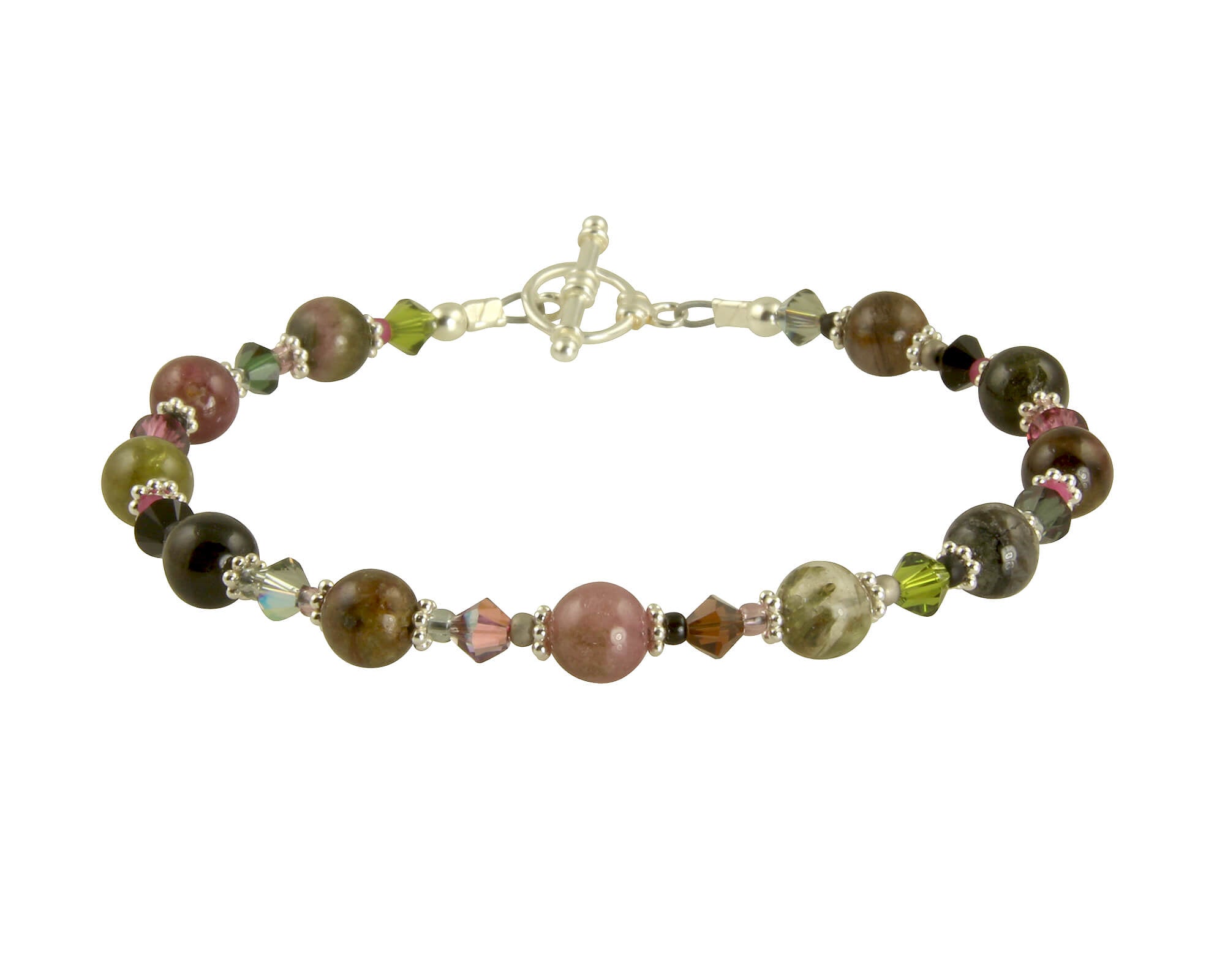 Tourmaline Crystal Gemstone Bracelet - Sterling Silver Adjustable Healing Jewelry for Women, Meditation & Energy Balancing