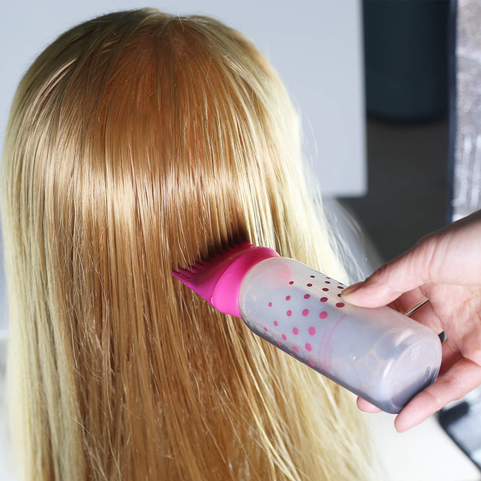 NYAMAH SALES Empty Hair Oil Root Comb Applicator Bottle with Graduated Scale - Professional Salon Hair Dye & Bleach Tool for Coloring, Oiling, and Hair Care (Pack of 1) - Perfect for At-Home Hair Treatments & Salon Styling