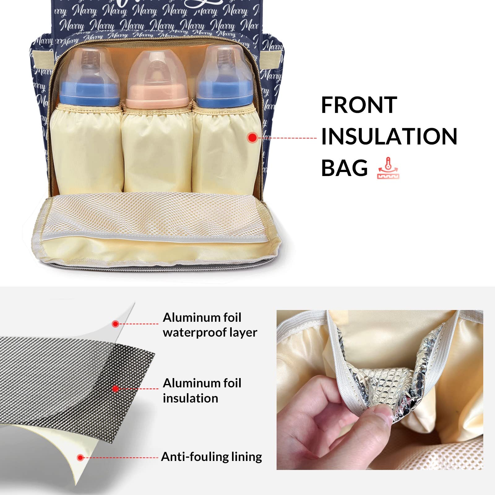 Large Capacity Custom Diaper Bag Backpack with Name - Personalized Baby Diaper Bag for Girls & Boys | Waterproof Fashion Shoulder Bag for Moms | Perfect for Travel, Daycare & Everyday Use