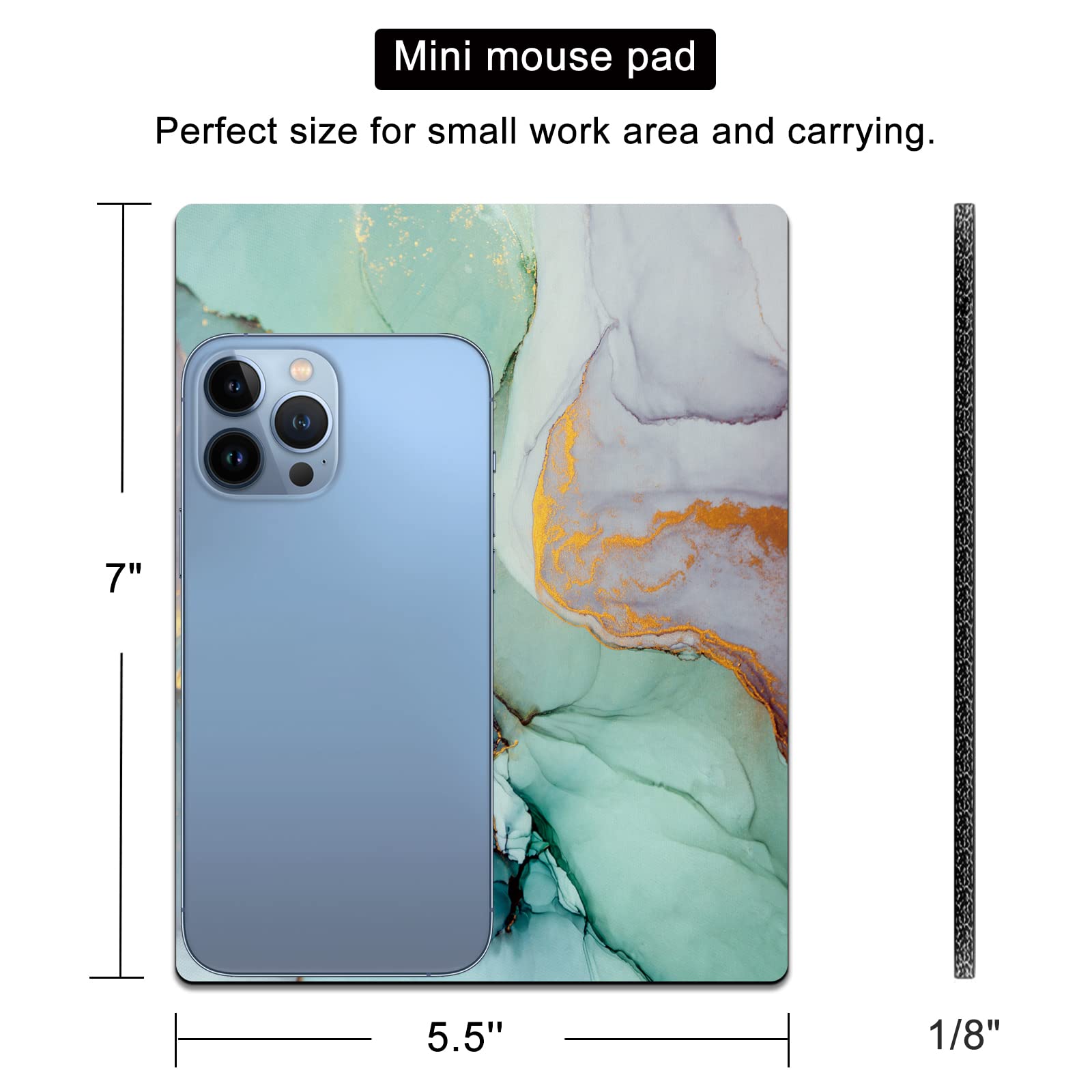 Cute Small Mouse Pad for Wireless Mouse & Laptop - 5.5 x 7 Inch Mini Travel Mousepad with Shiny Alcohol Marble Design, Portable Desk Accessory for Women - Perfect for Office, Home & Travel Use