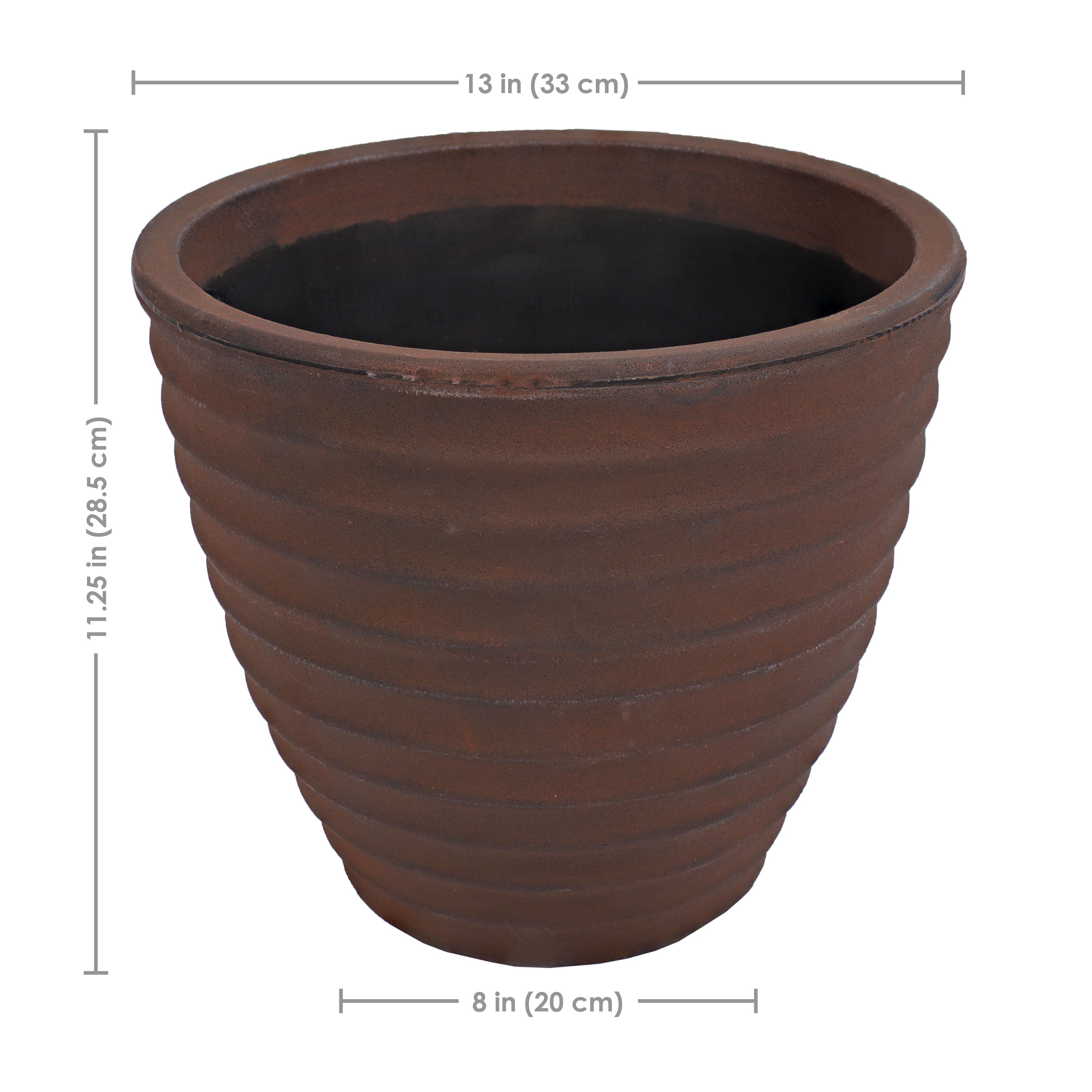 Sunnydaze Polyresin Ribbed Outdoor Plant Pot - Rust-Resistant Garden Decor for Patio, Deck & Balcony | Perfect for Succulents, Herbs & Flowers