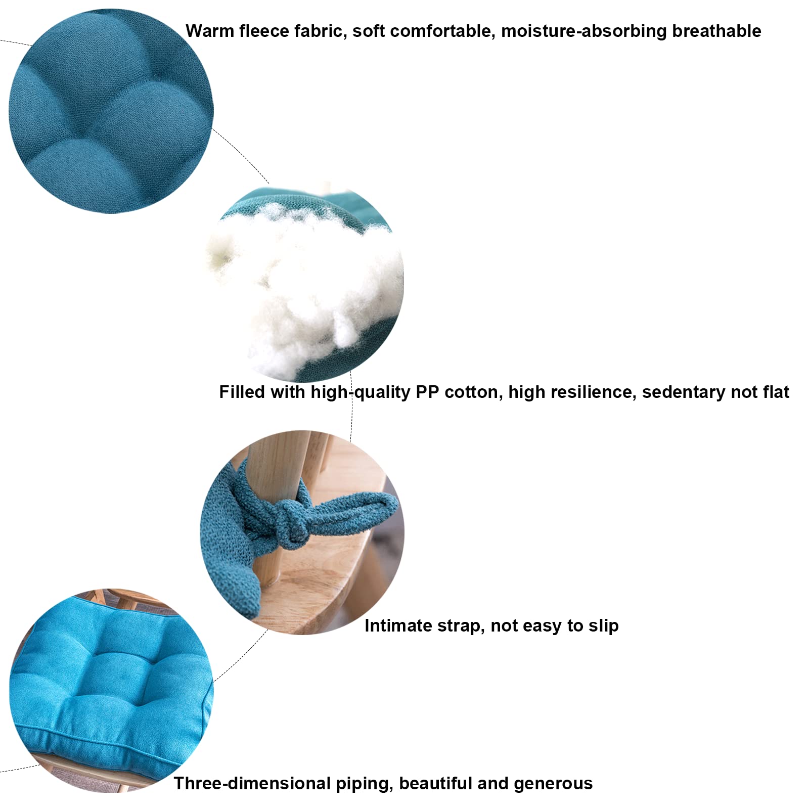 Premium Soft Velvet Square Chair Cushions with Ties - 20 Inch (50cm) Set of 2 - Comfortable Seat Pads for Dining Chairs, Kitchen, Living Room, Patio, Garden - Indoor & Outdoor Use - Perfect for Home Decor, Entertaining Guests, and Relaxing