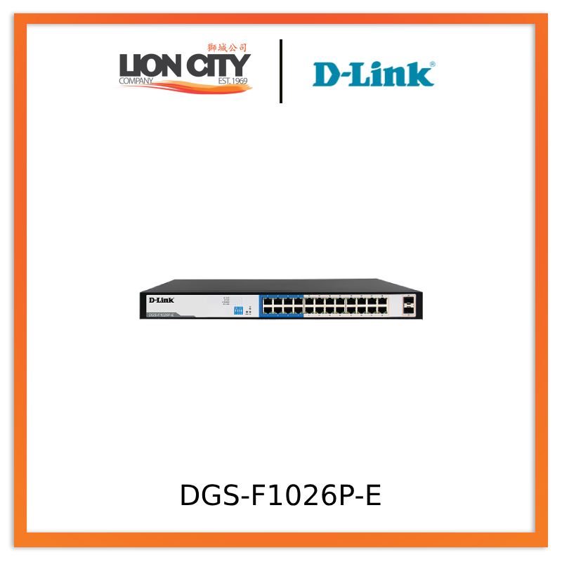 D-Link DGS-F1026P-E 24-Port Gigabit PoE Switch with 2 SFP Ports | 250Mbps | Ideal for Office Networks & Smart Home Installations