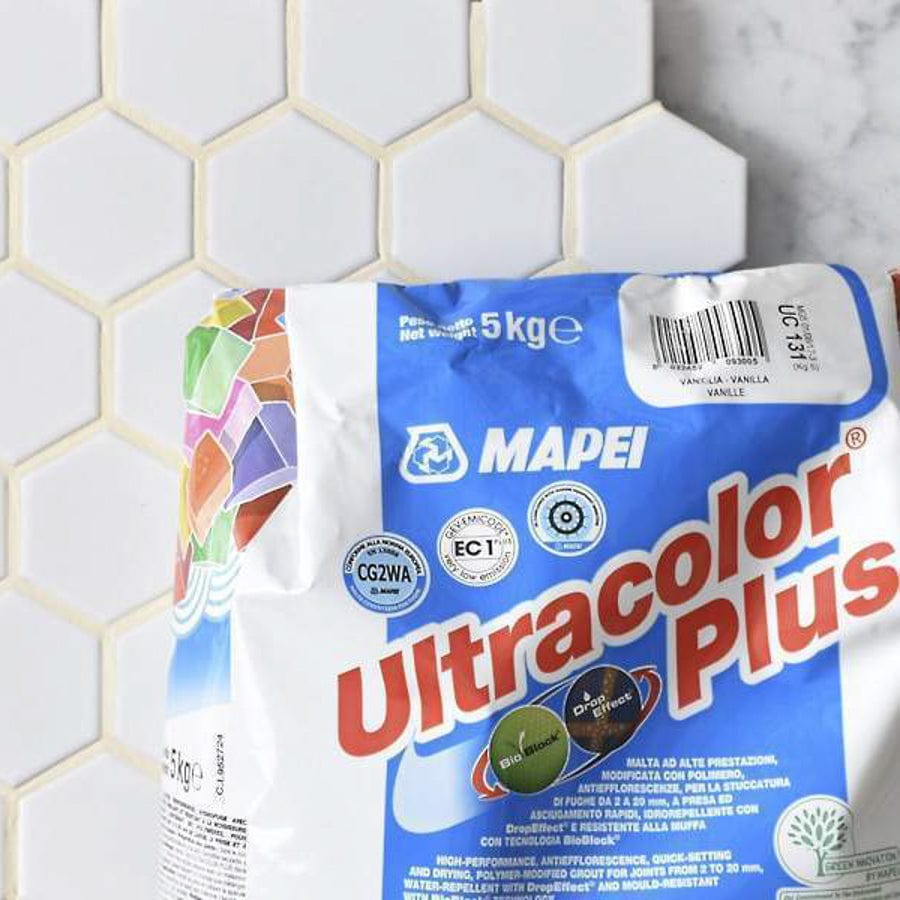 Mapei Grout Ultracolor Plus Vanilla 5kg Bag - Premium Sanded Tile Grout for Bathroom, Kitchen & Floor Tiling - Fast-Setting, Stain-Resistant & Color Consistent