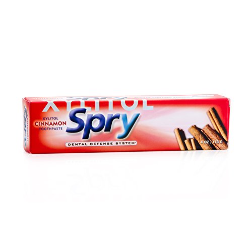 Spry Xylitol Toothpaste, Fluoride Free & Natural Cinnamon Flavor, 4 oz – Teeth Whitening, Breath Freshening & Mouth Moisturizing for Healthy Gums | Ideal for Sensitive Teeth & Daily Oral Care Routine
