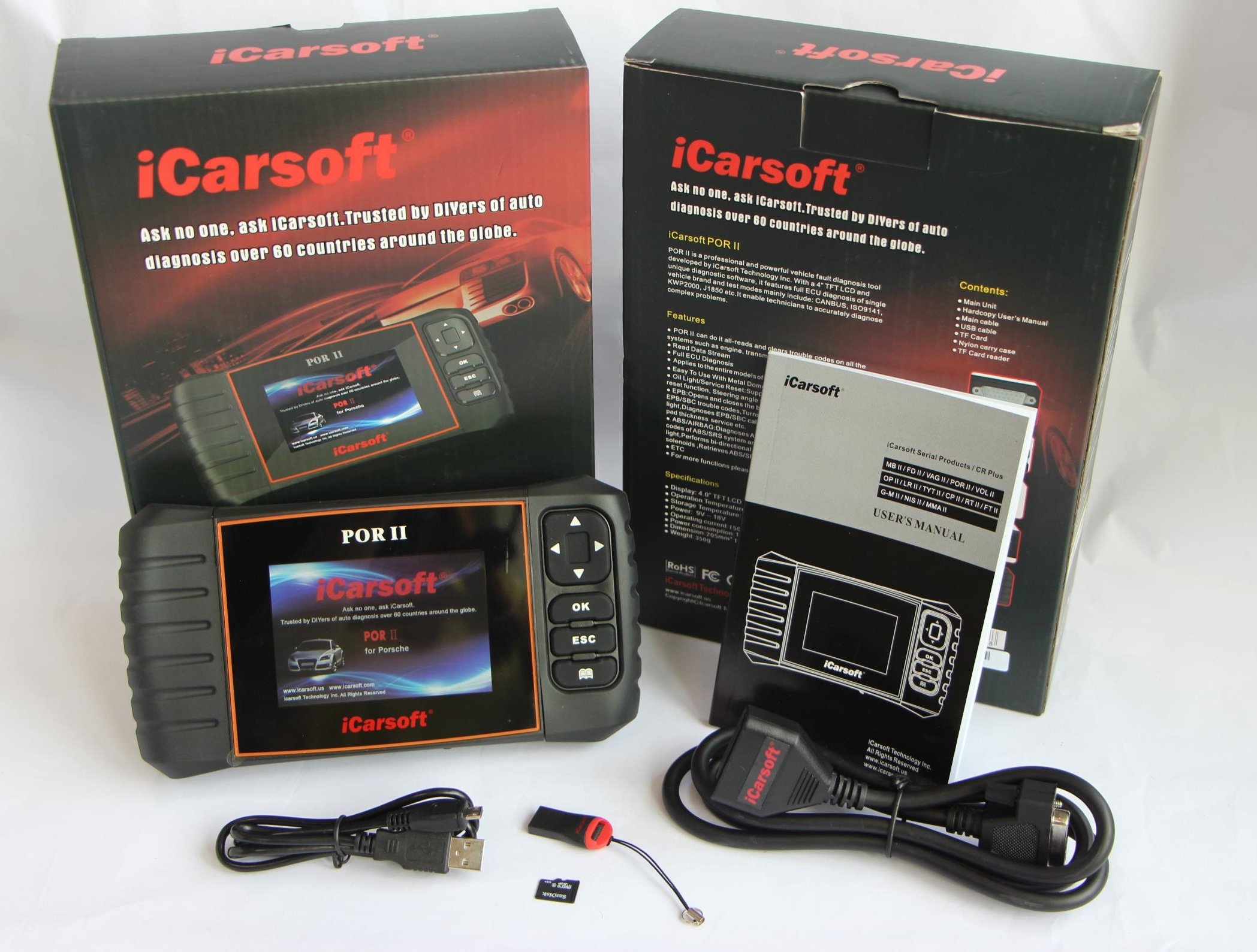 iCarsoft i960 OBD2 Scanner Tool - Professional SRS Airbag Code Reader & Oil Reset for Porsche 911, 997, 981 | Car Diagnostic Scanner for Engine Light, ABS, Transmission | Perfect for DIY Mechanics & Auto Repair Shops