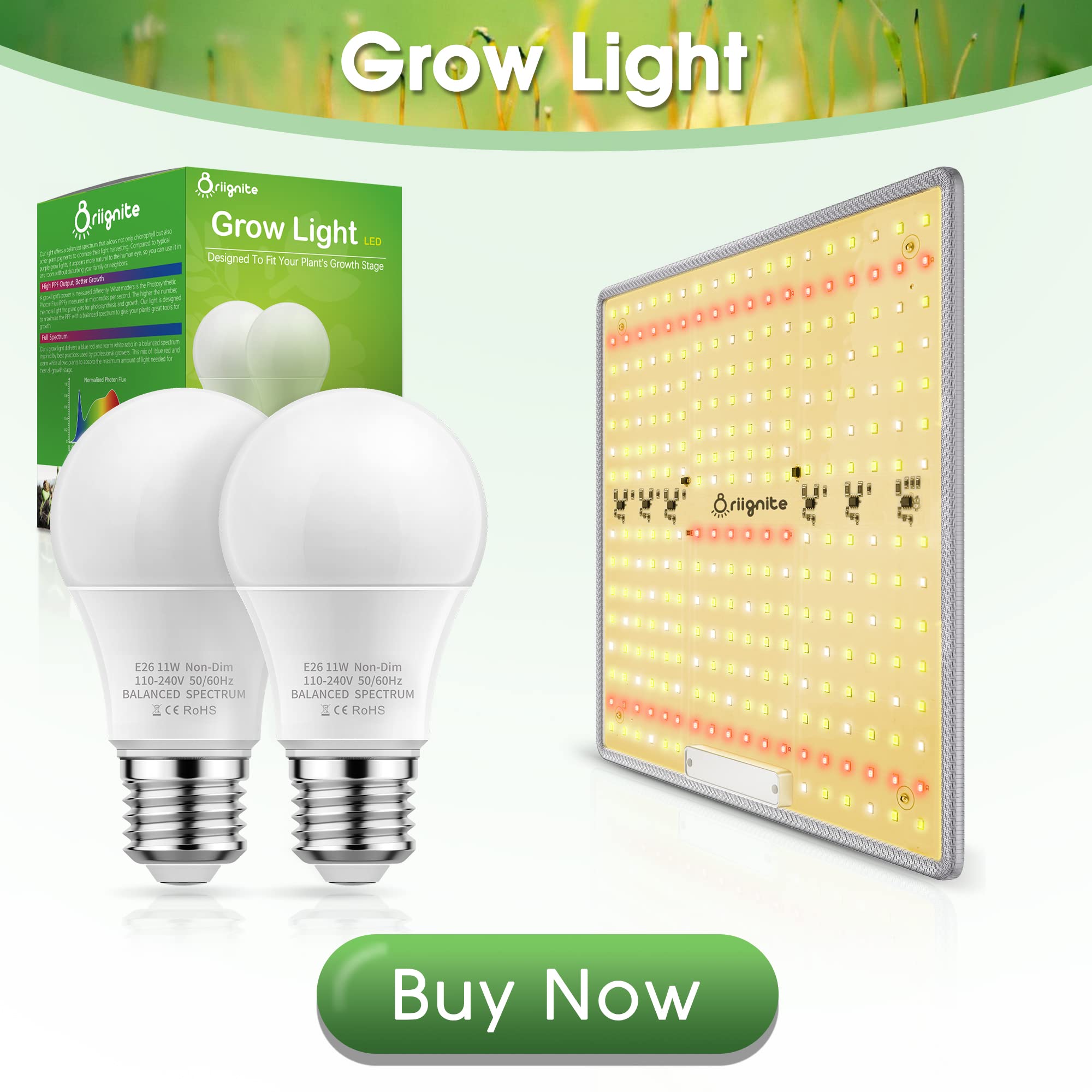 2 Pack A19 LED Grow Light Bulbs & 1 Pack 60W Full Spectrum Plant Light for Indoor Plants - Perfect for Hydroponics, Greenhouses, and Home Gardening