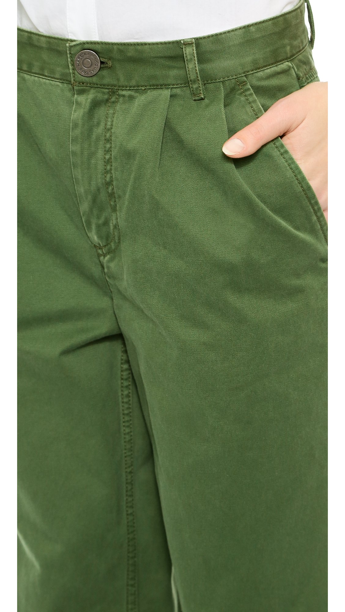 Marc by Marc Jacobs Women's Classic Cotton Casual Pants - Comfortable Stretch Fit, Fatigue Green, Size 10 | Perfect for Work, Travel & Everyday Wear