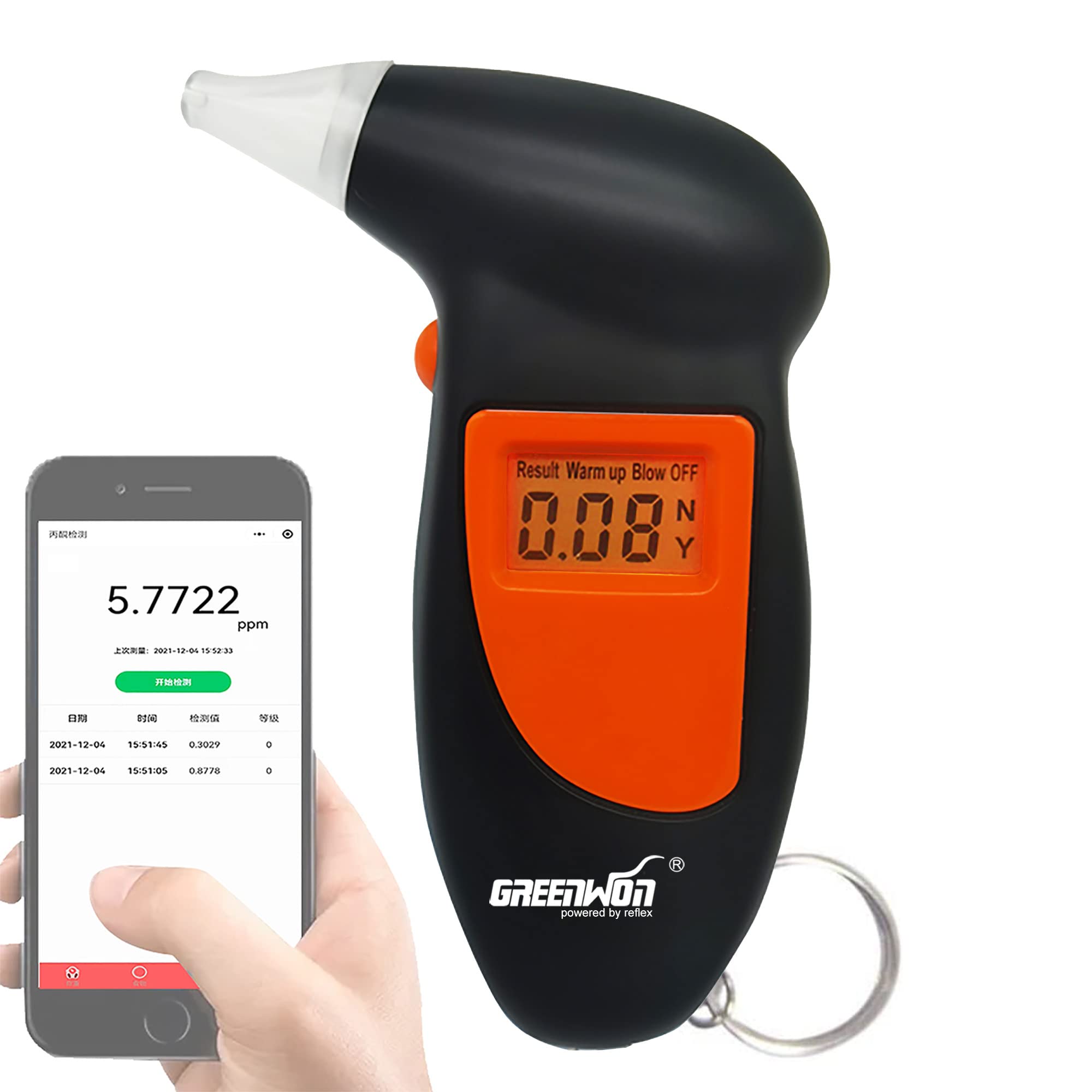 Reflex Greenwon Wireless Smart Ketone Breath Meter - Portable Ketone Analyzer with Free App | Ketone Test Strips Replacement | Blood Ketone Estimation | Perfect for Keto Diet, Weight Loss & Diabetes Management