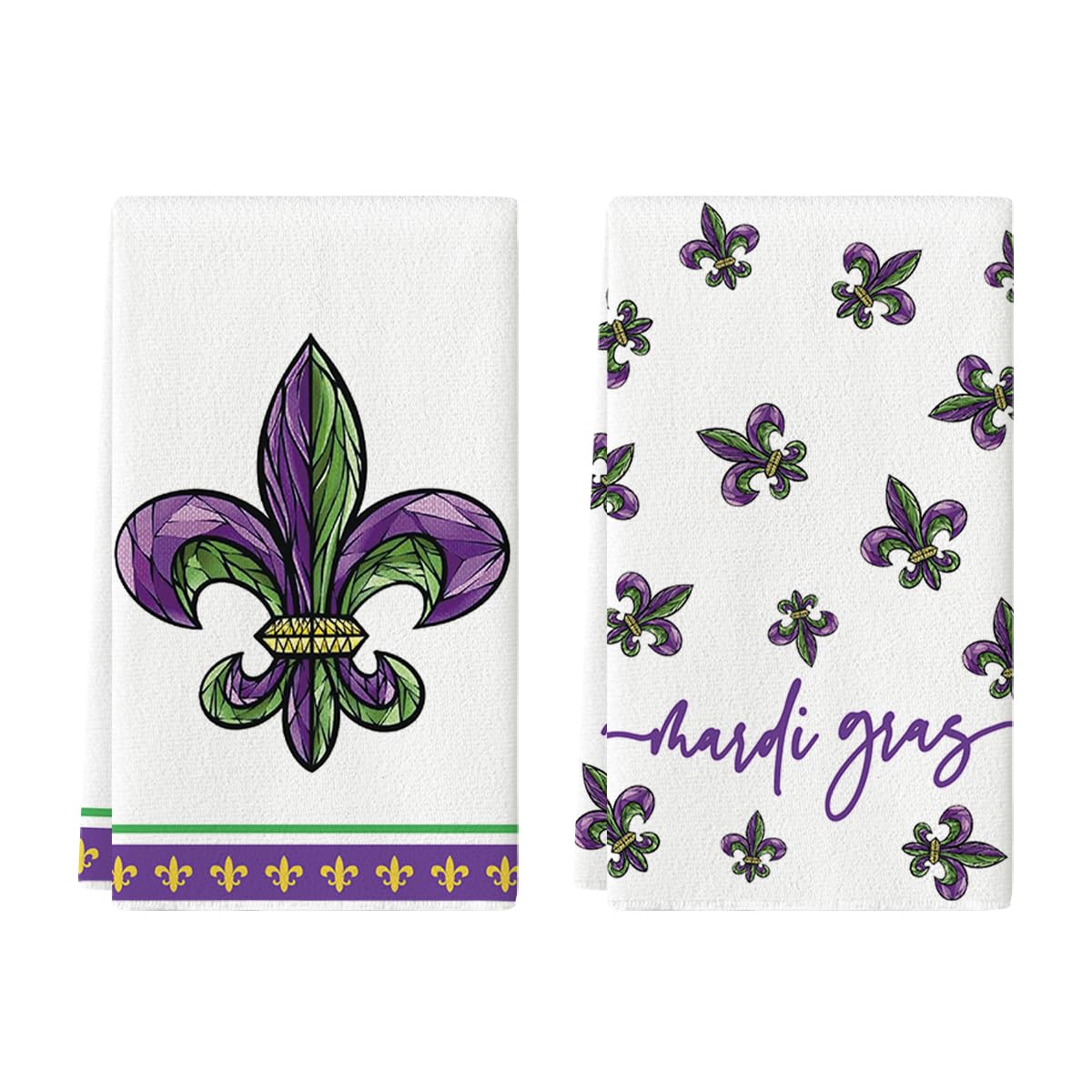 Artoid Mode Iris Mardi Gras Kitchen Towels Set of 2 - 18x26 Inch Decorative Dish Cloths & Hand Towels for Festive Cooking, Baking and Holiday Home Decor