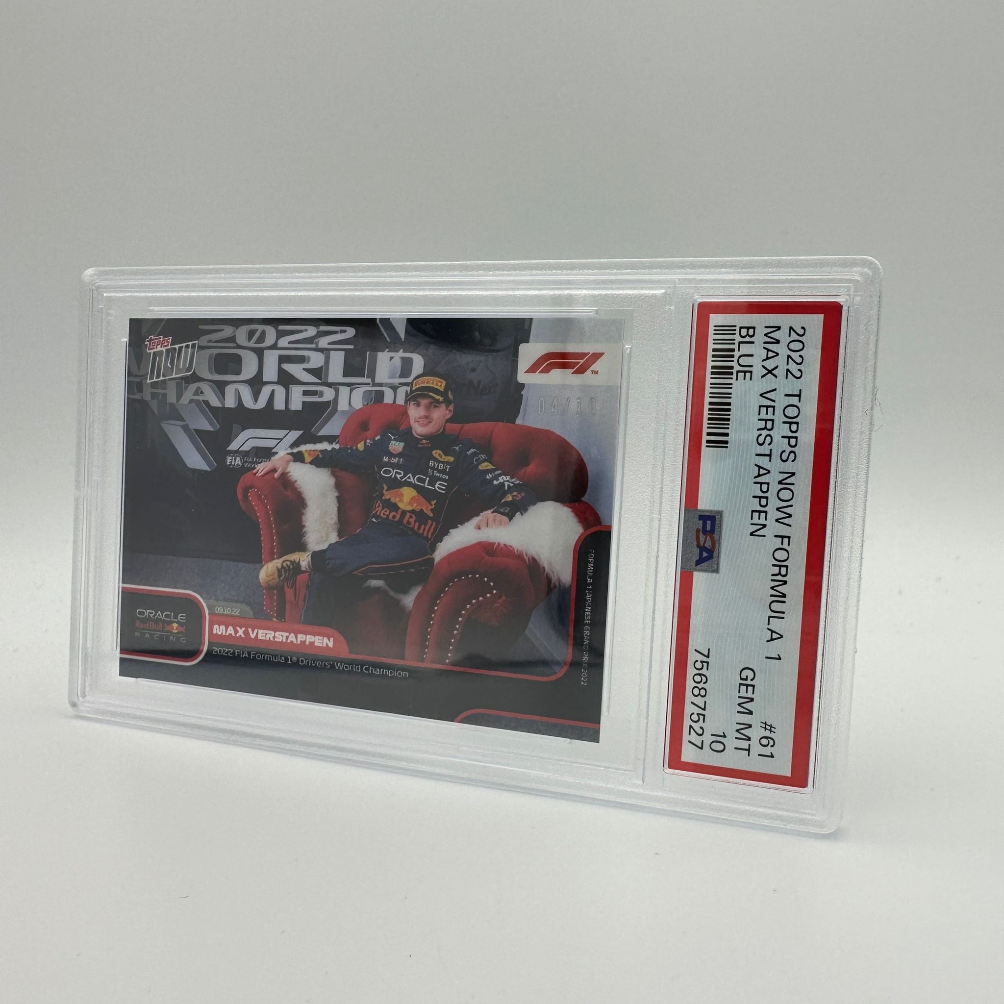 2022 Max Verstappen F1 Drivers' World Champion #61 PSA 10 Graded Card - Perfect for Racing Fans & Sports Collectors | Display in Home Office, Man Cave, or Gift for Formula 1 Enthusiasts