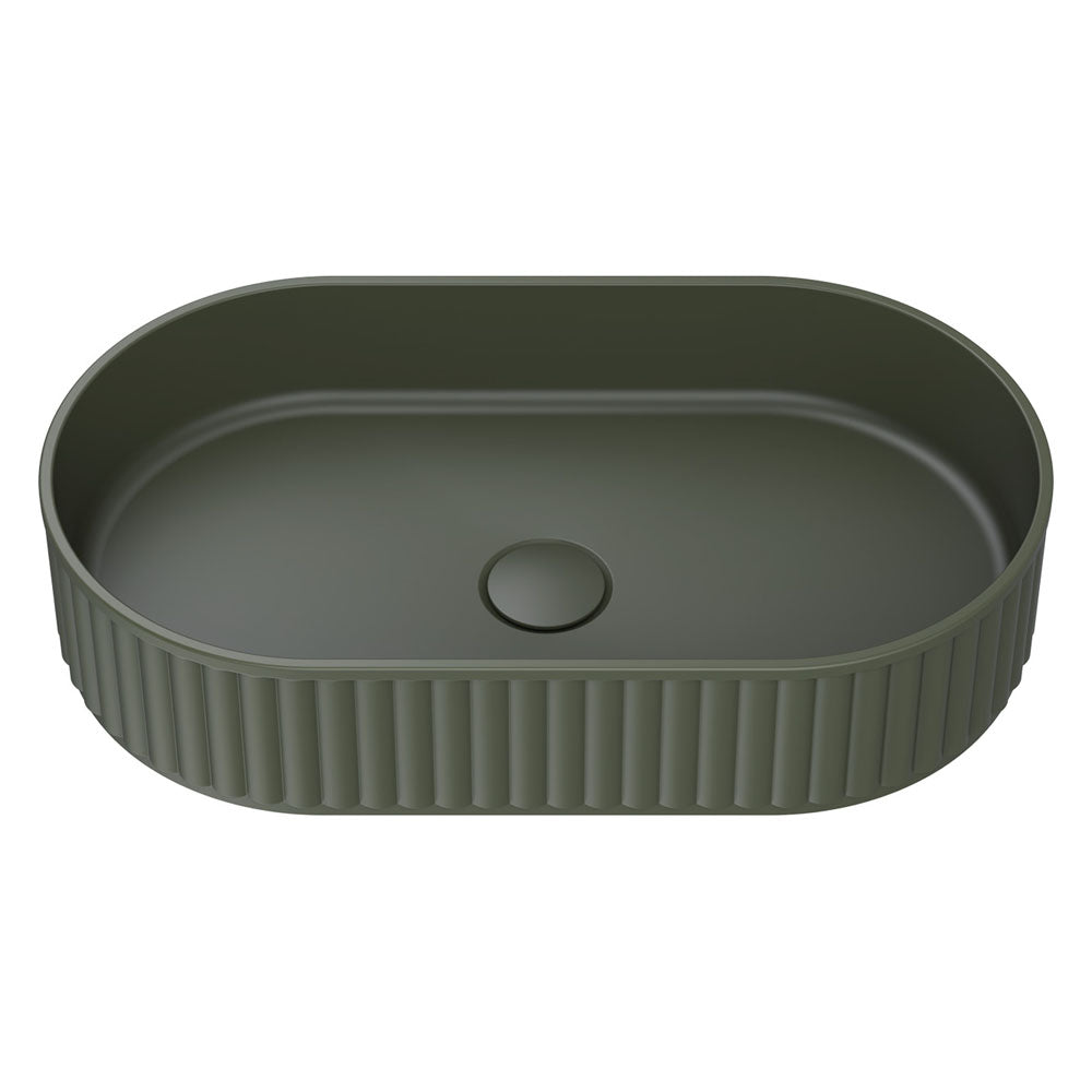 Fienza CSB804F Minka Pill Solid Surface Above Counter Bathroom Sink, Forest Finish - Modern Vanity Basin for Contemporary Home Decor