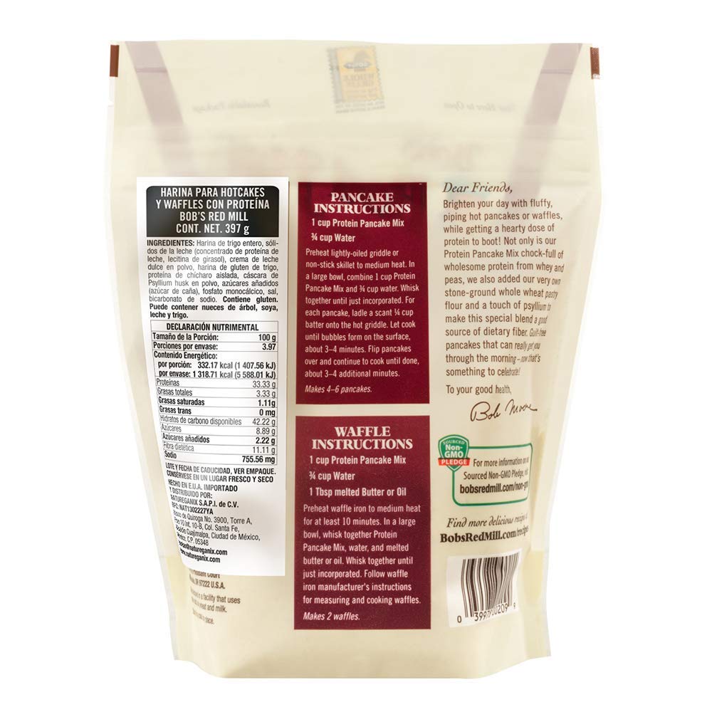 Bob's Red Mill Protein Pancake & Waffle Mix - 14oz (2 Pack) | High Protein Breakfast Mix for Pancakes, Waffles & Baking | Perfect for Bodybuilding, Keto Diet & Healthy Morning Meals