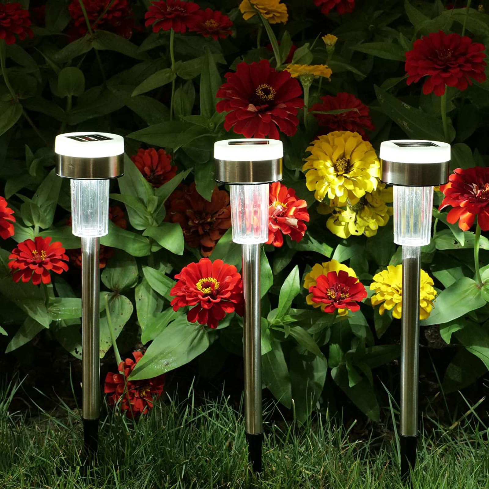 16 Pack Solar Pathway Lights Outdoor - Dual Light Source LED Solar Waterproof Garden Lights for Patio, Walkway & Yard Decoration (Cool White) | Energy-Efficient Landscape Lighting for Driveways, Flower Beds & Outdoor Pathways