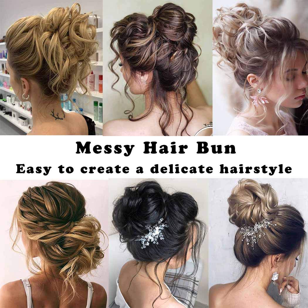 Gangel Synthetic Hair Bun Extensions - Curly Wavy Ponytail Hairpiece with Elastic Scrunchie for Half Updo Hairstyles | Women & Girls Wig | Brown Black (4#) | Perfect for Parties, Weddings & Daily Styling