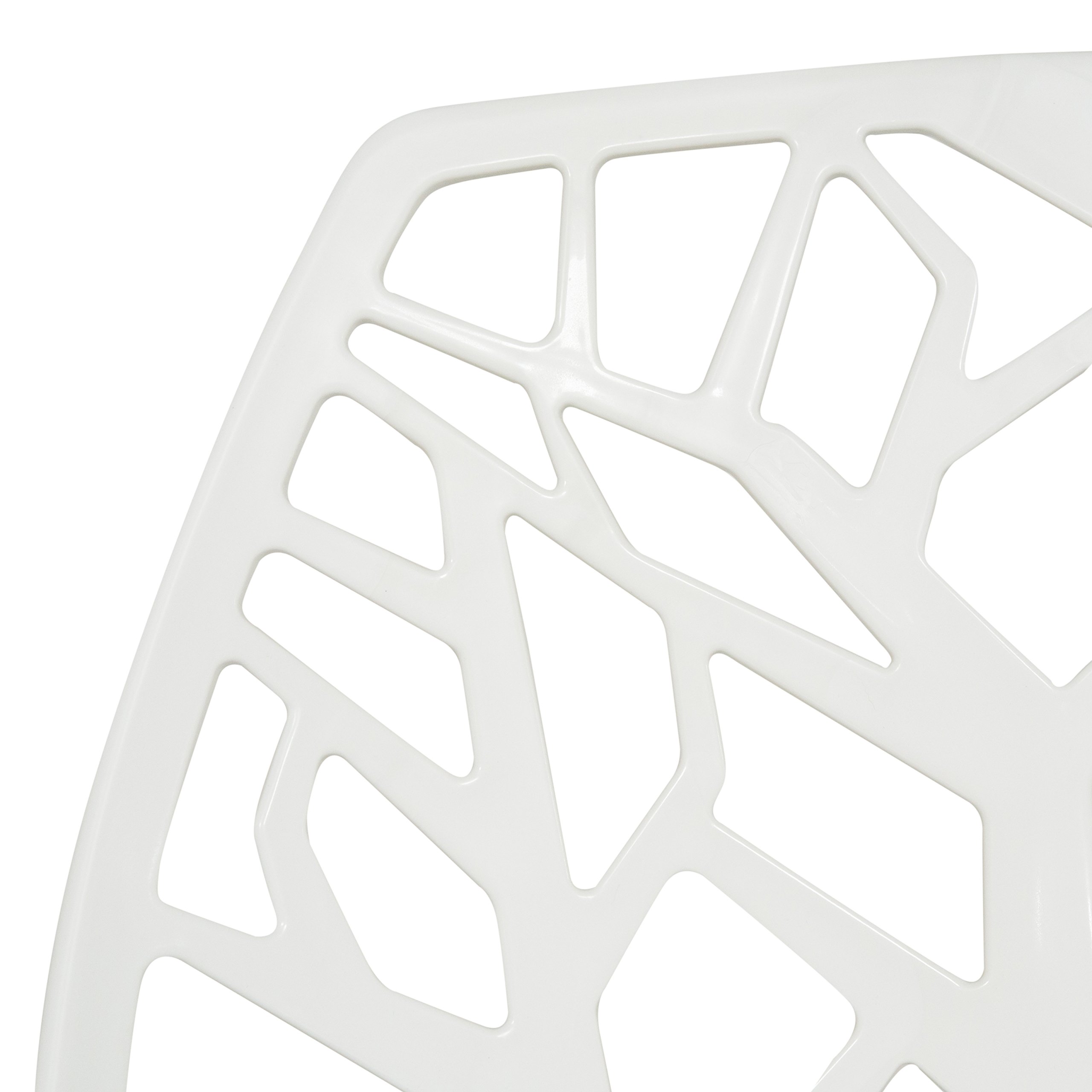 Modern Cut-Out Tree Design Dining Chairs - LeisureMod Caswell Solid White Wooden Chairs for Contemporary Dining Room, Kitchen, and Restaurant Decor