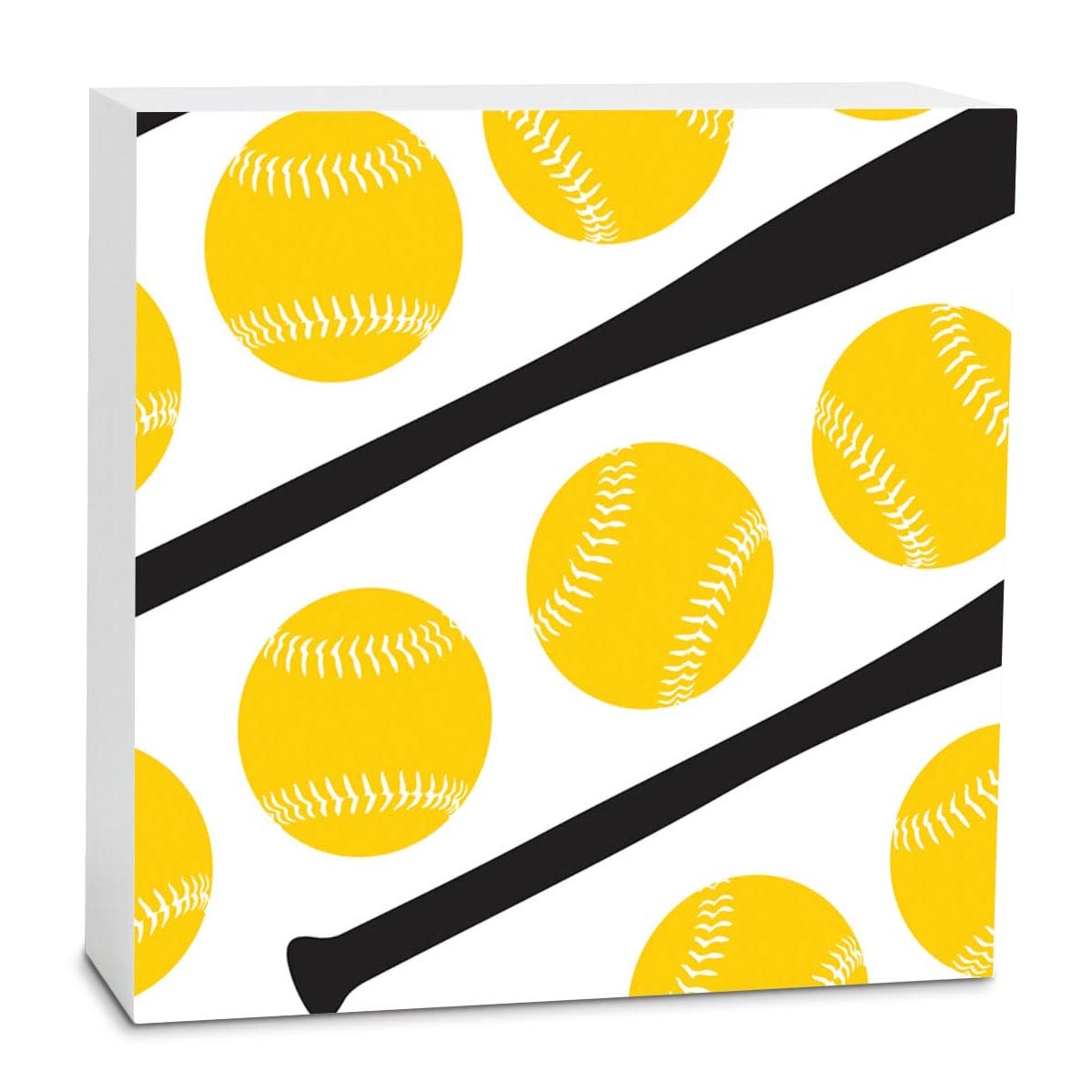 Elanze Designs Yellow Wooden Baseball Bat Tabletop Sign Plaque - 5x5 Inch Home Office Sports Decor for Baseball Fans & Game Room