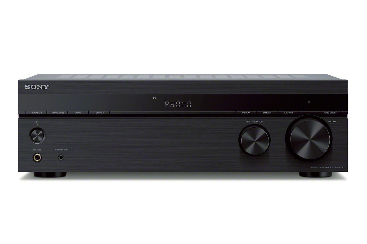 Sony STRDH190 2-Channel Stereo Receiver with Bluetooth, Phono Input & FM Radio - Black | Home Theater & Audio System for Music, Movies & Gaming