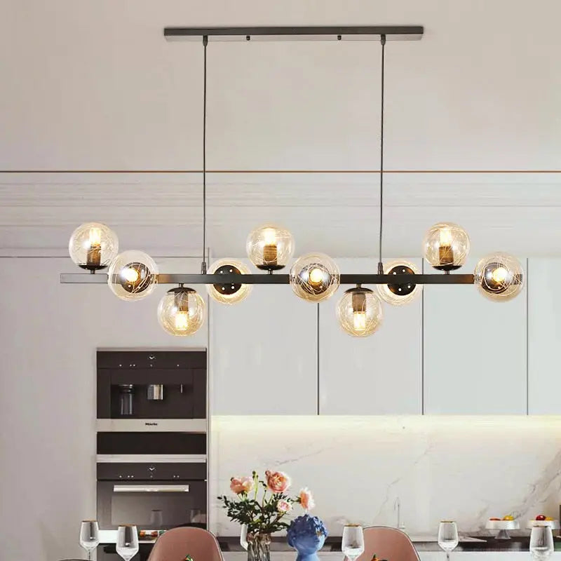 Modern Bubble Chandelier Lighting Fixture - Elegant Crystal Glass Pendant Light for Dining Room, Kitchen Island, Bedroom & Living Room Decor - Perfect for Home and Restaurant Interior Design