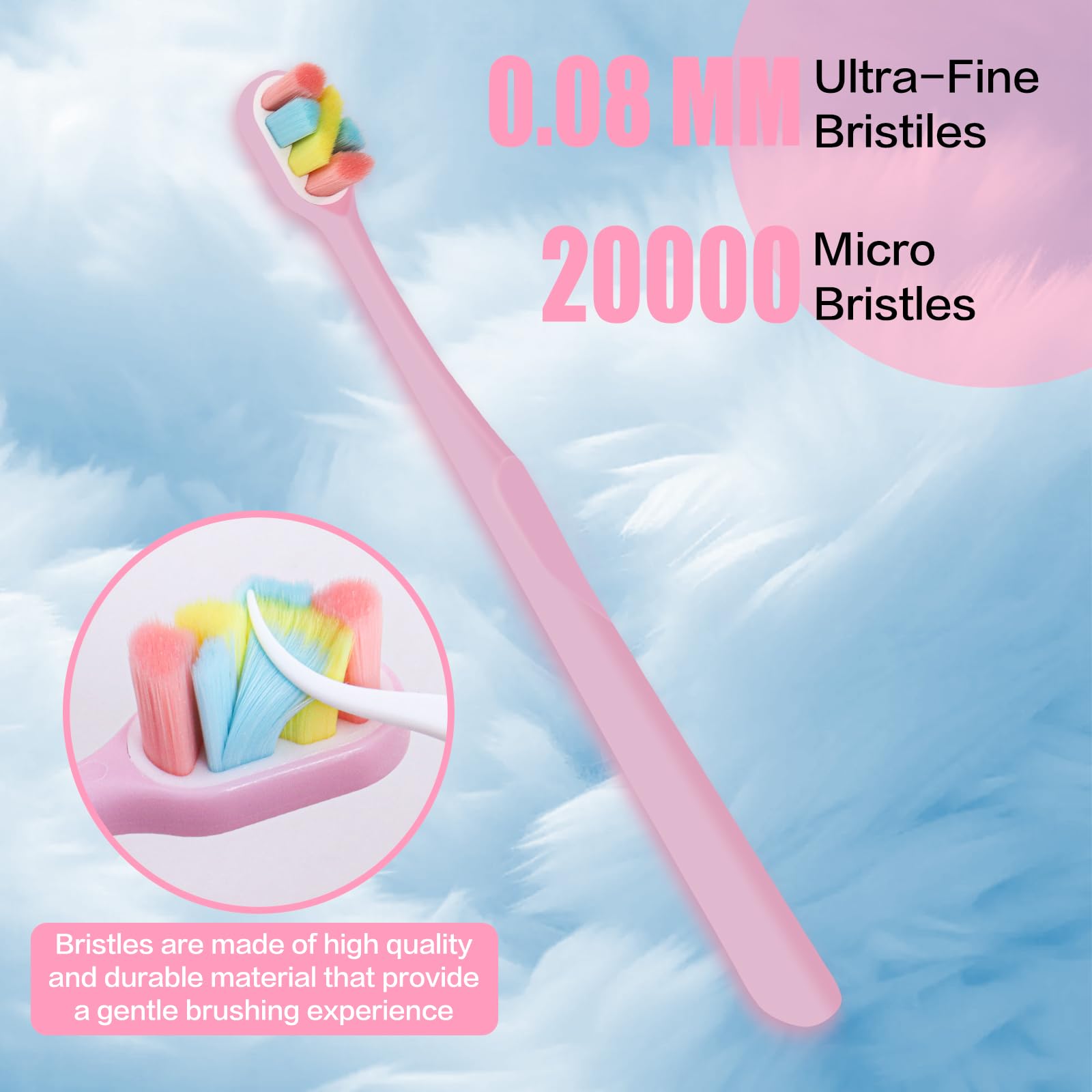 6-Pack Ultra Soft Toothbrushes for Sensitive Teeth & Receding Gums | Dentist-Recommended Tapered Bristles | Gentle Plaque Removal | Ideal for Travel, Home & Office Use (Colors May Vary)