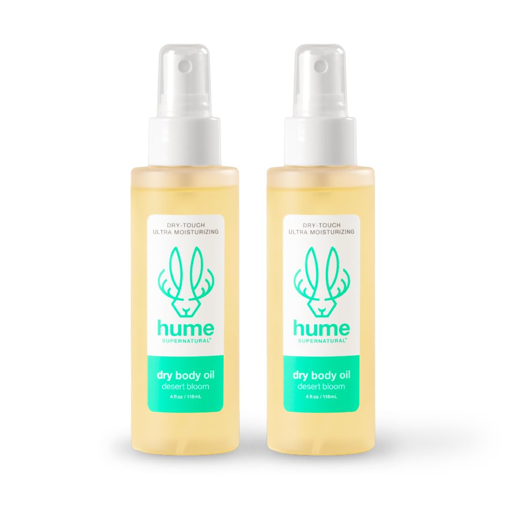 HUME SUPERNATURAL Dry Body Oil Spray - Moisturizing & Hydrating Oil for Dry Skin, After Shower Body Oil for Women & Men | Probiotic Enriched, Nourishing Formula with Desert Bloom Scent | Perfect for Post-Shower Hydration, Daily Skincare & Glowing Skin | 2-Pack