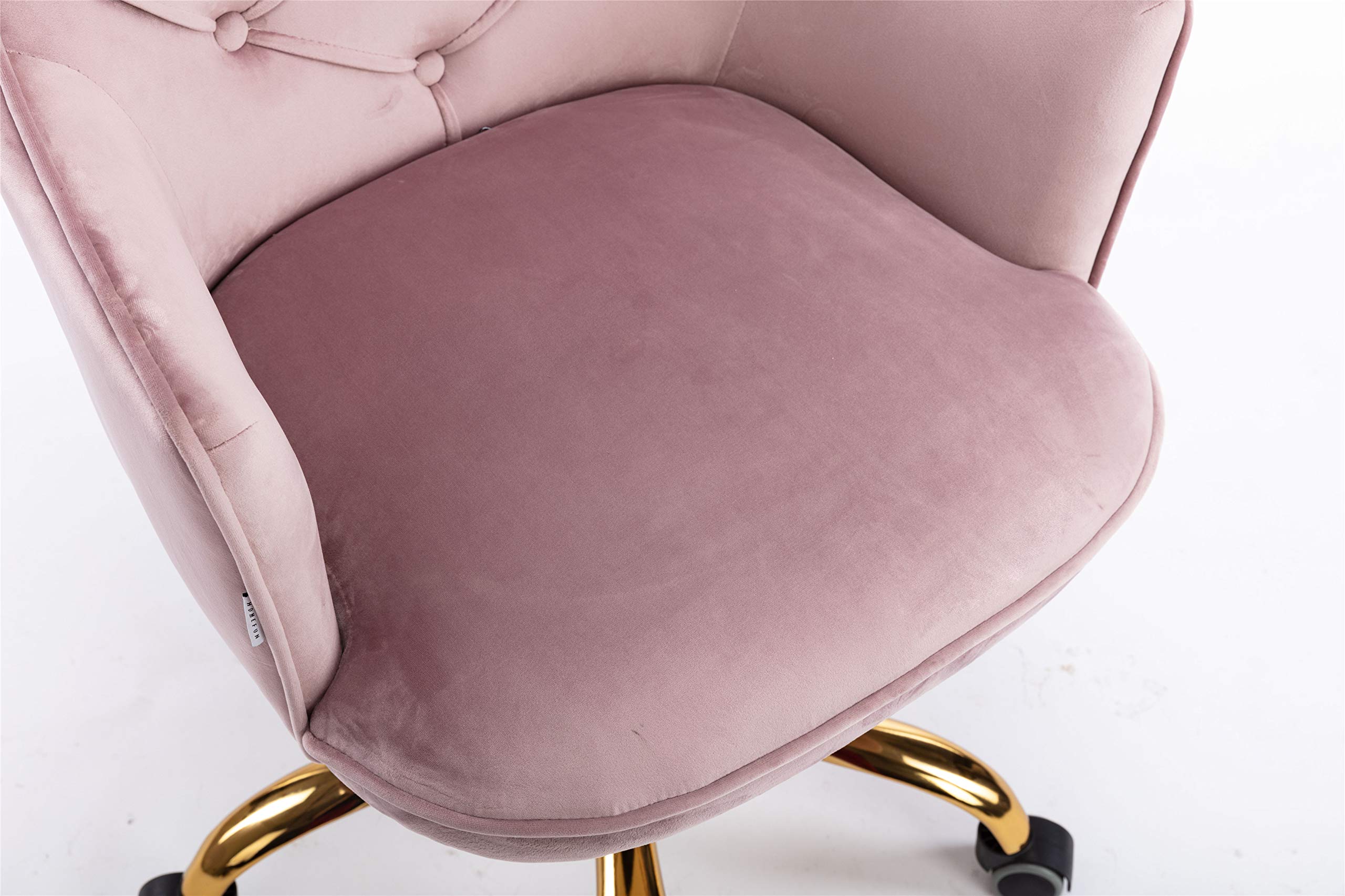 Luxury Velvet Office Chair with Tufted Back - Adjustable Swivel Desk Chair with Golden Metal Base for Home Office, Bedroom & Living Room - Perfect for Working, Gaming & Relaxing