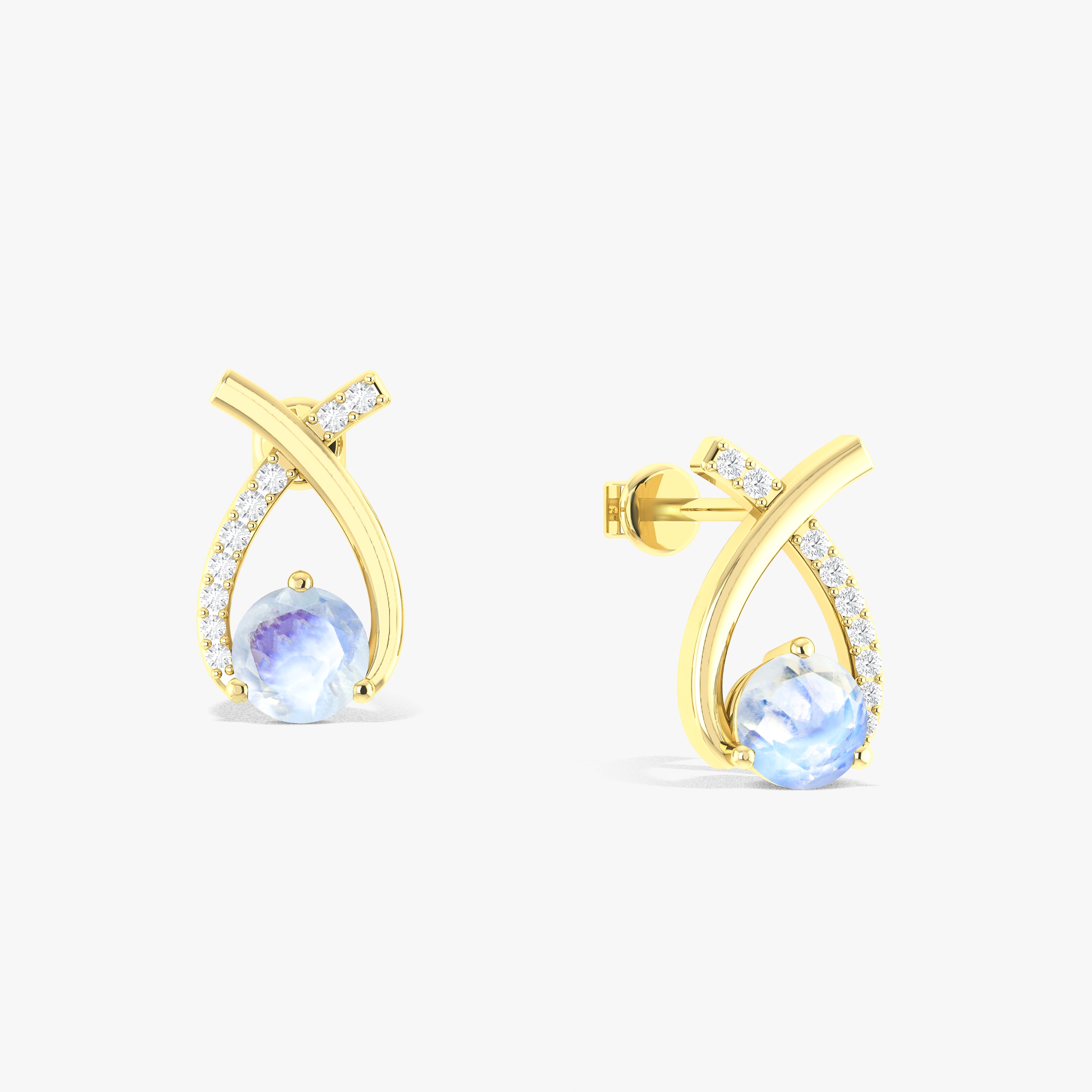 5MM Round Natural Moonstone Opal Stud Earrings for Women - Hypoallergenic Sterling Silver Post Earrings - Perfect for Everyday Wear, Gift Giving & Special Occasions