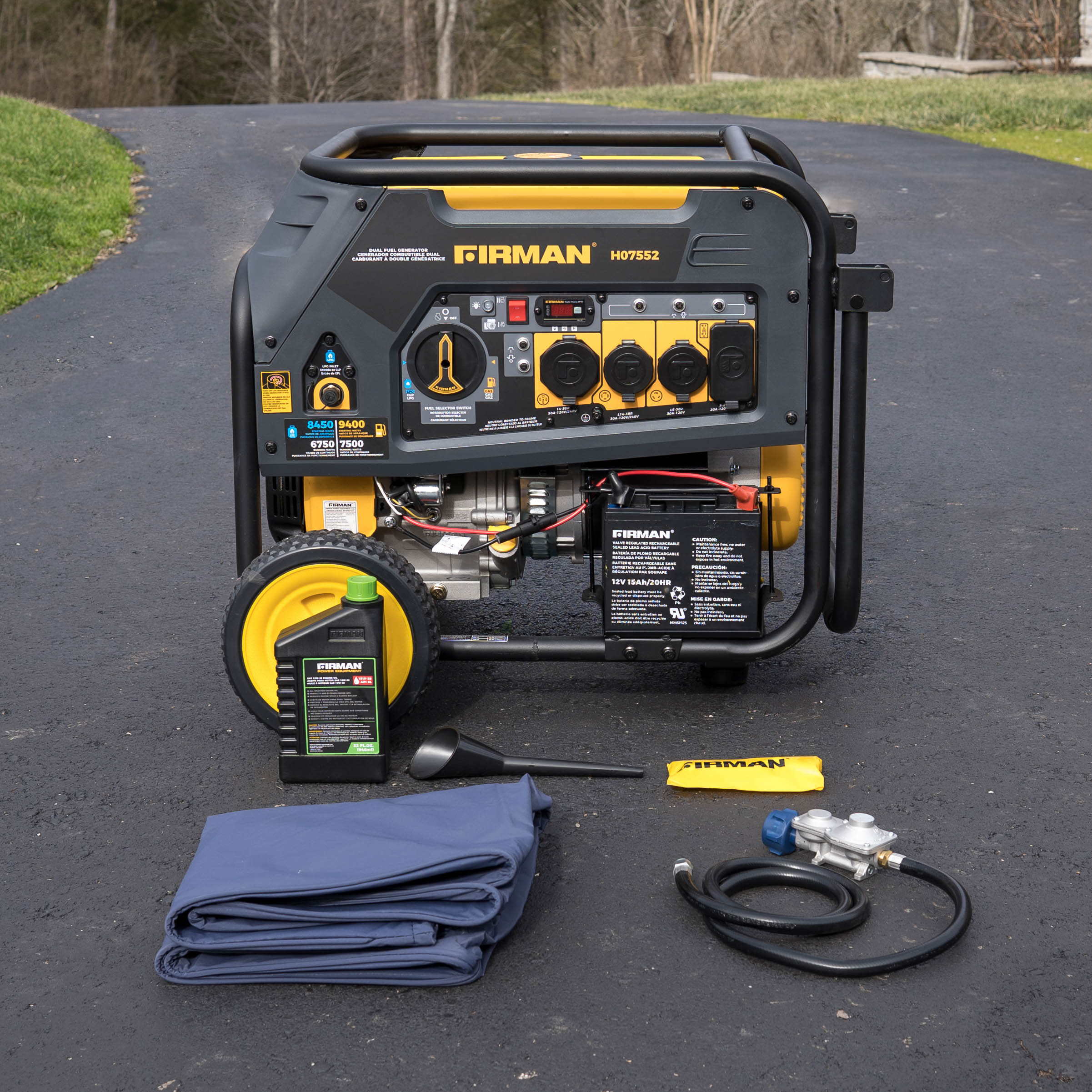 7500W Dual Fuel Portable Generator with Electric Start - 120V/240V Output for Camping, RV Trips & Emergency Power Backup