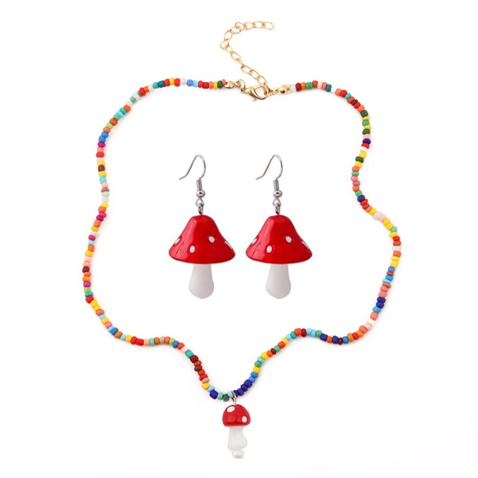 COLORFULBLING 5 Pairs Dainty Mushroom Pendant Earrings Set - Sweet Fresh Drop Earrings for Women & Girls | Trendy Jewelry Gift for Daily Wear, Parties & Festivals