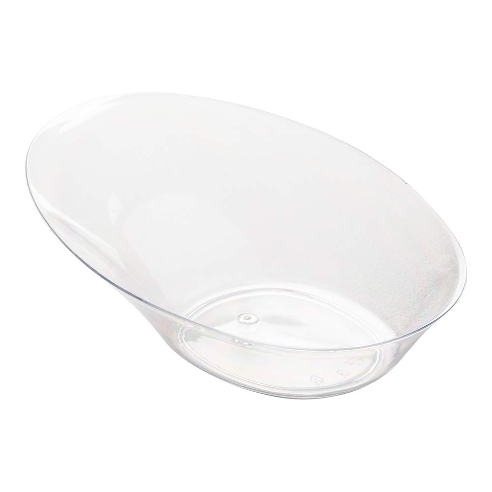100-Pack Clear Plastic Mini Tasting Dishes 4x2.9x1.3 Inch - Oval Appetizer Plates for Desserts, Samples & Snacks | Perfect for Parties, Weddings & Catering Events