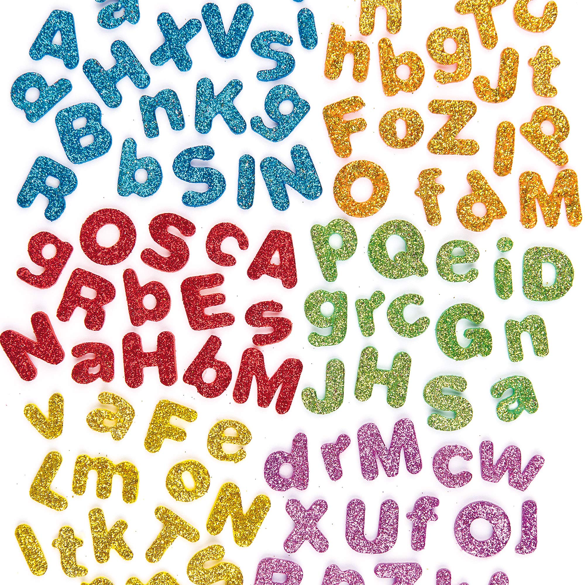 **Baker Ross EX594 850-Pack Glitter Foam Letters - Self-Adhesive Kids Craft Stickers for DIY Decor, Scrapbooking & Classroom Projects**