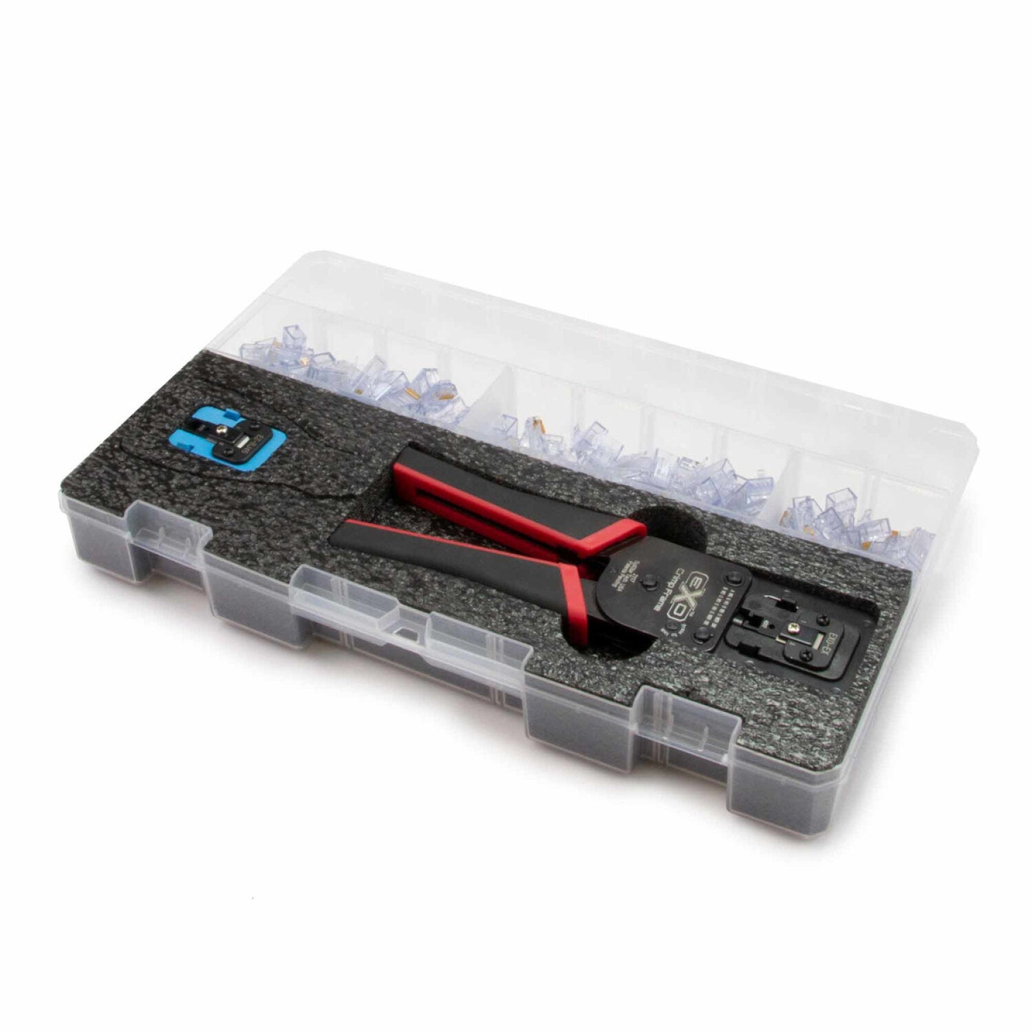 Platinum Tools 90186 ezEX RJ45 Termination Kit - Pass Through RJ45 Connectors, Basic Network Installation Tool with Plastic Storage Case | Perfect for Ethernet Cable Wiring & Network Setup