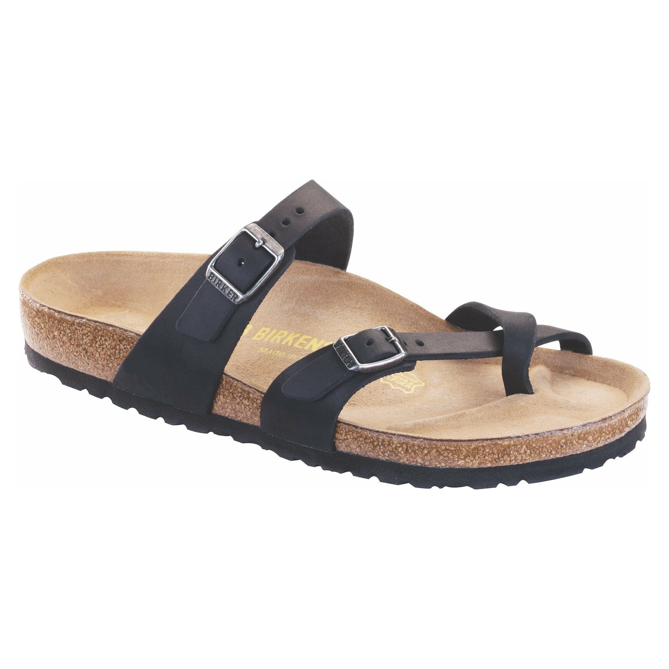 Birkenstock Mayari Oiled Leather Sandals for Women - Classic Footbed Comfort - Black Leather Straps - Perfect for Summer, Beach & Casual Wear