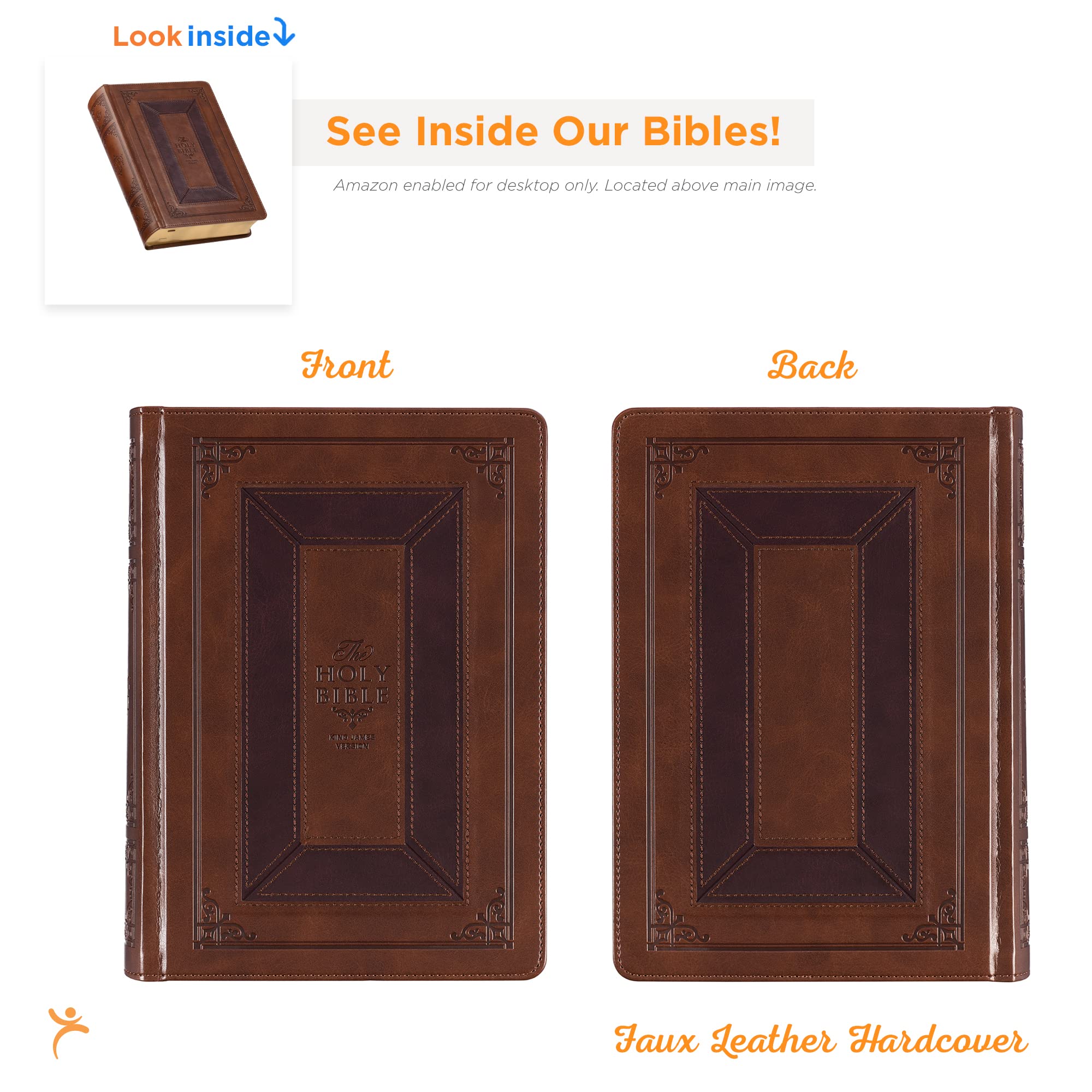 KJV Study Bible, Standard Print Faux Leather Hardcover with Thumb Index - King James Version Holy Bible in Toffee/Burgundy for Personal Devotion, Bible Study Groups & Church Services