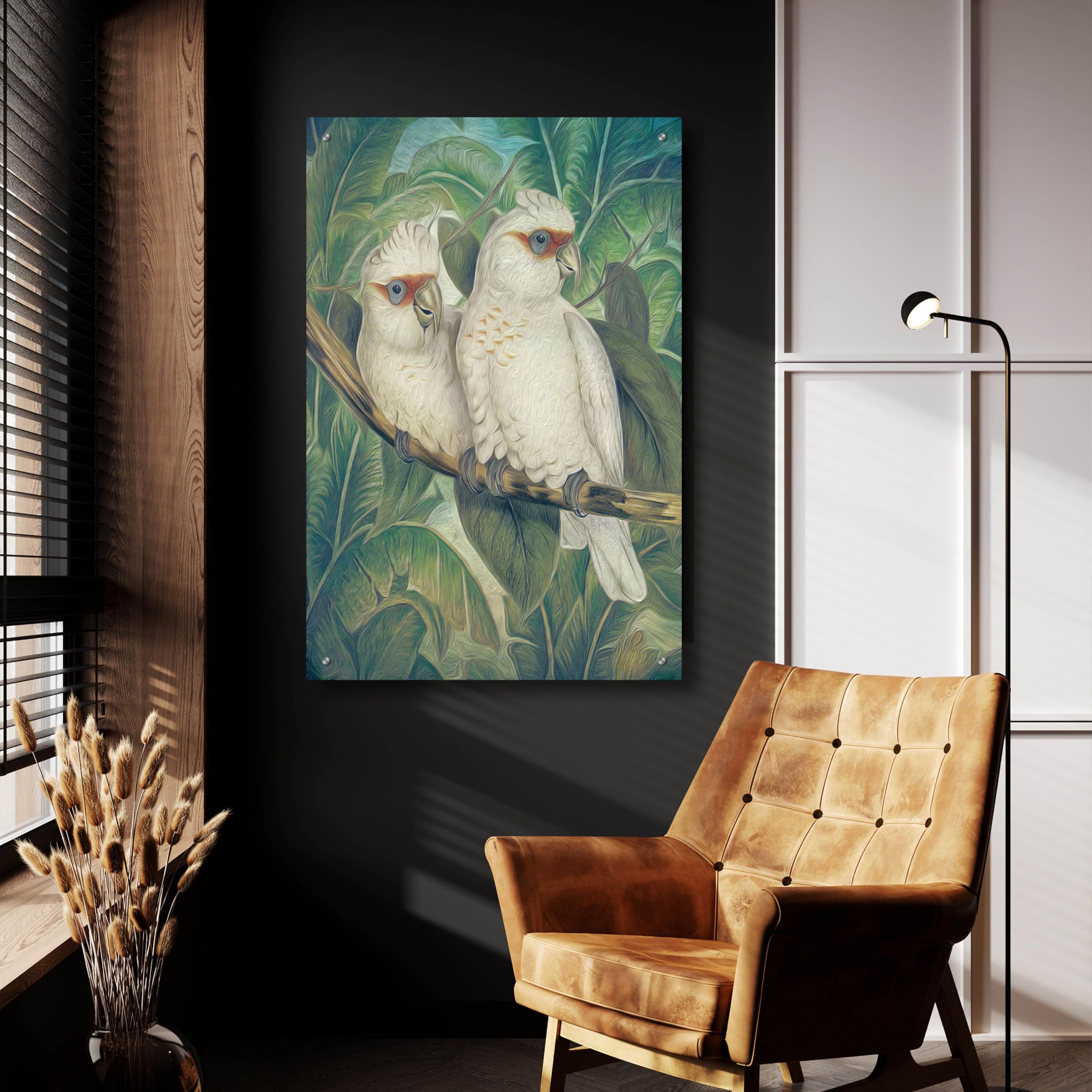 Steve Hunziker 'Painted Plumage Three' Acrylic Glass Wall Art - 24x36 Inches Modern Bird Painting for Living Room, Bedroom & Office Decor