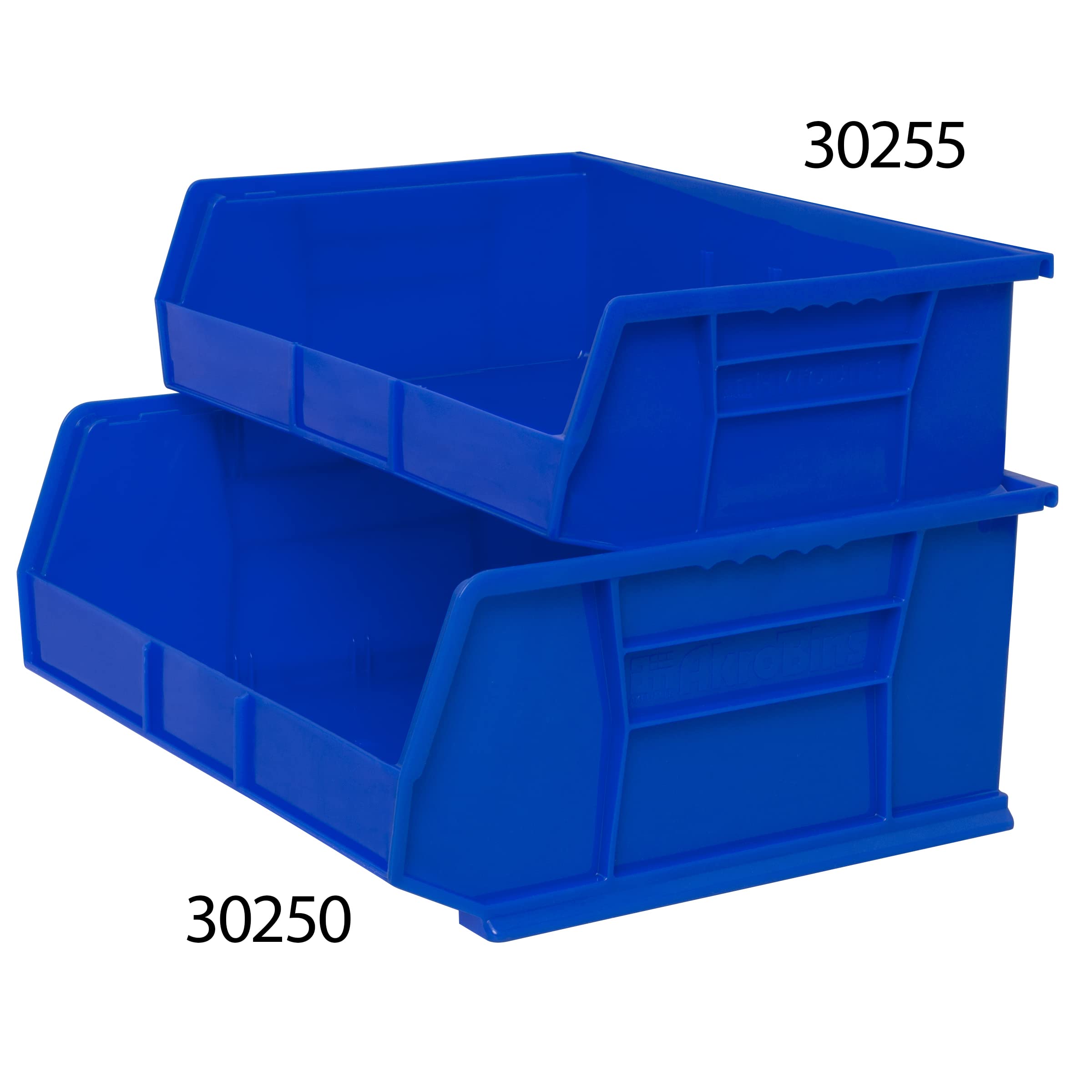 Akro-Mils 30255 AkroBins Plastic Storage Bins - 6-Pack Stackable Organizer Bins for Garage, Pantry, Craft Room (11x16x5 Inches, Blue) | Space-Saving Home & Office Storage Solution