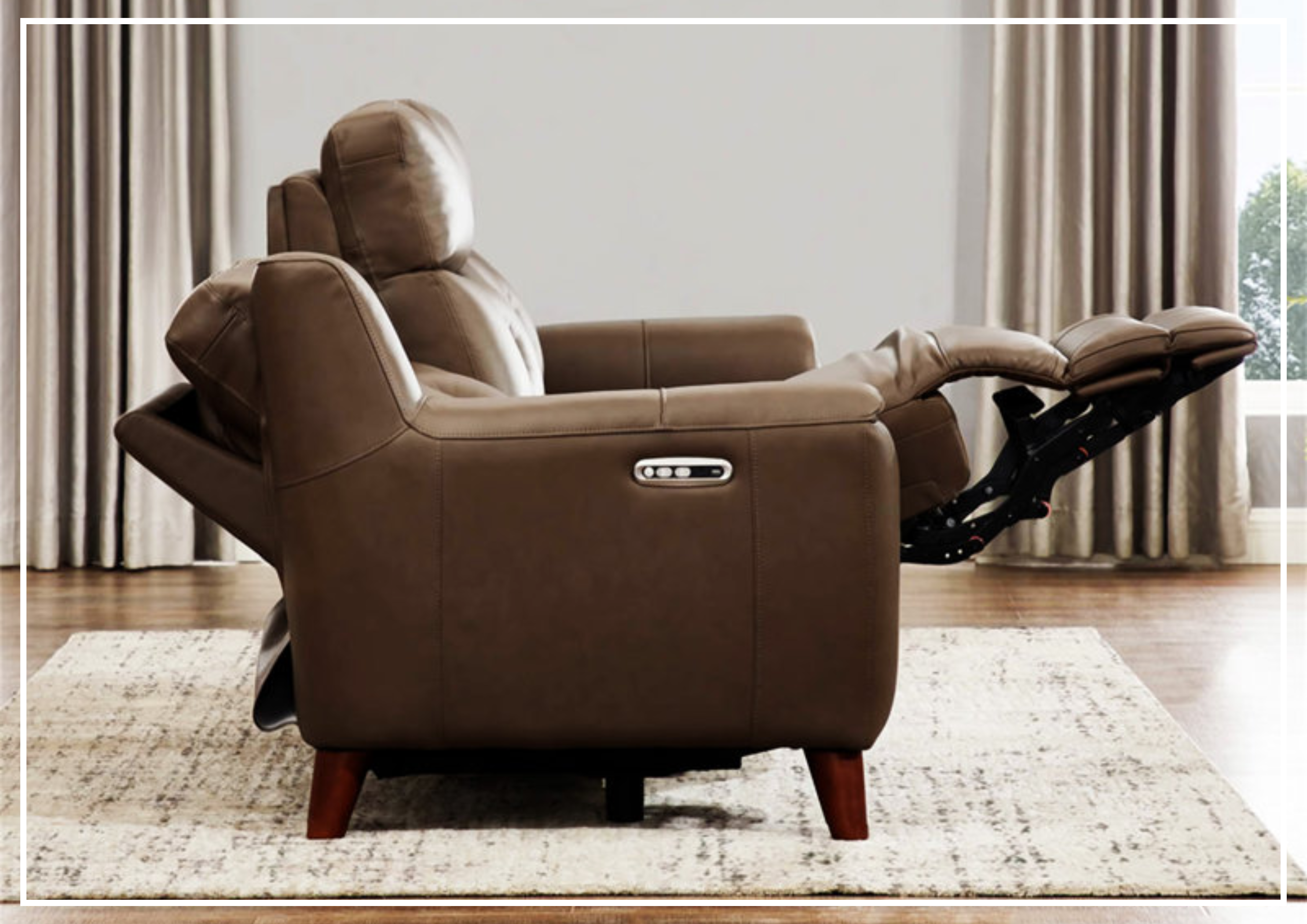 Hydeline Torino Top Grain Leather 2-Seater Power Recliner Sofa with Adjustable Headrest - Perfect for Living Room, Home Theater & Relaxation
