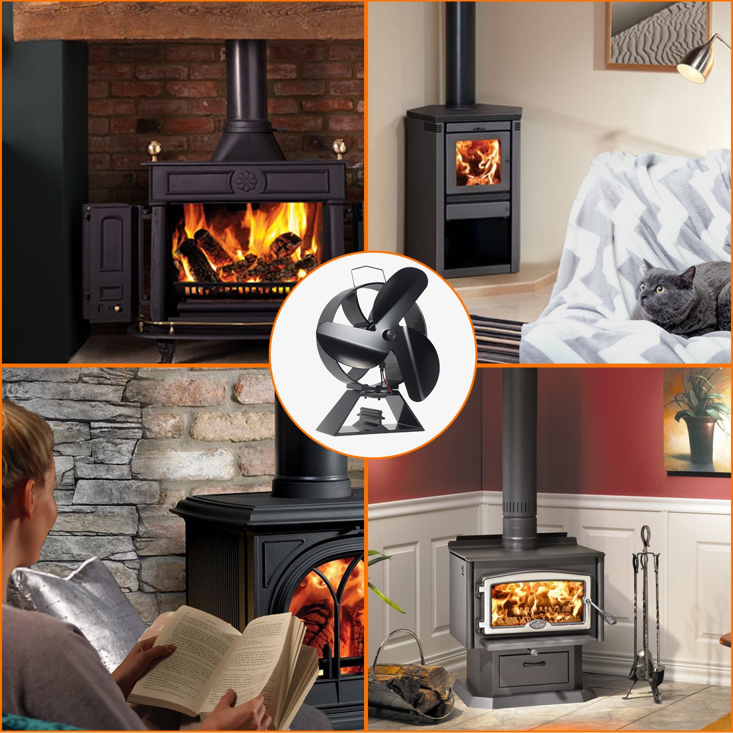 3 Blade Stove Fan VDSF643 - Eco-Friendly Heat Powered Stove Fan for Wood Burning Stoves - Perfect for Energy Efficient Home Heating & Improved Air Circulation in Living Rooms, Cabins & RVs