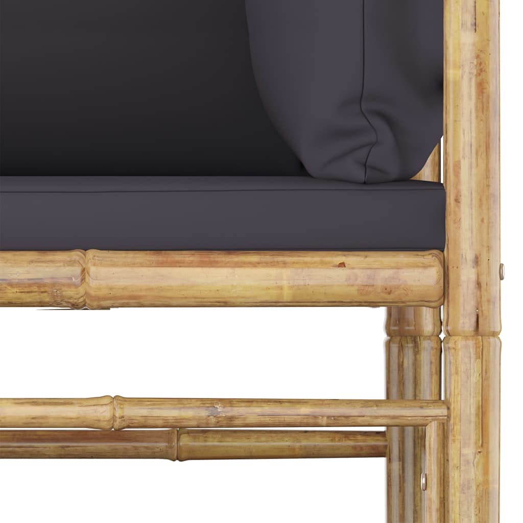 vidaXL 2-Piece Patio Lounge Set with Dark Gray Cushions - Outdoor Garden Furniture for Balcony, Backyard & Terrace - Bamboo Sofa Seating for Relaxing in Your Outdoor Living Space