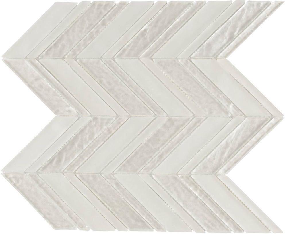 Ivory Chevron Glass Mosaic Tile - Peel and Stick Backsplash for Kitchen & Bathroom Decor