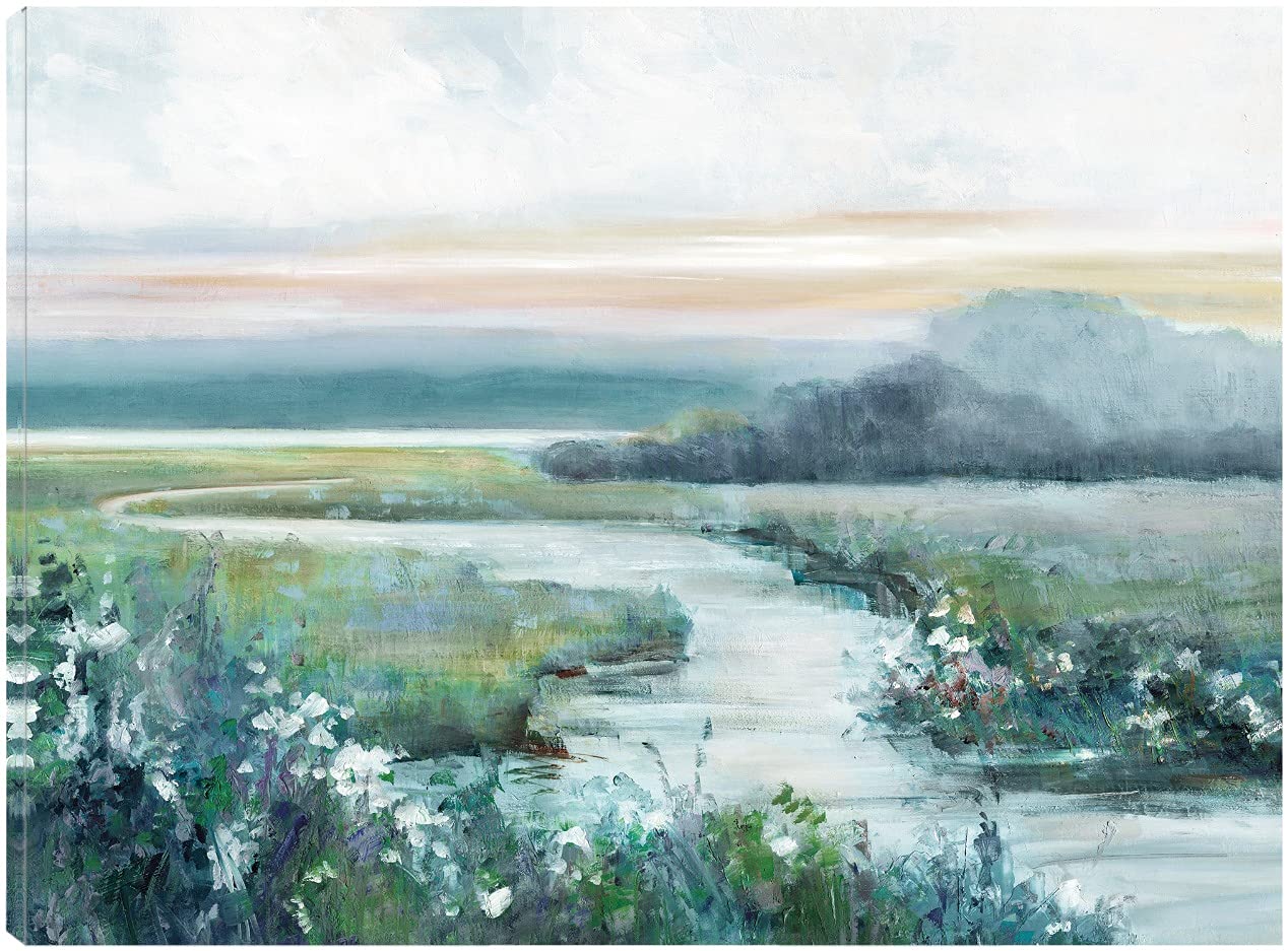 Eternity in Twilight Canvas Wall Art - Hand Painted Fine Art by Sally Swatland - 46x35 Inch Ready to Hang Painting for Living Room, Bedroom, Office Decor - Perfect for Home, Hotel and Commercial Spaces