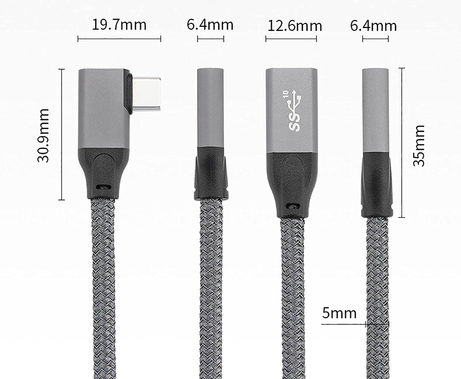 USB C Right Angle Extension Cable (3.3ft/1M) - USB 3.1 Gen 2 Female to Male Adapter, 10Gbps Data Transfer & 100W Fast Charging, 90 Degree Angled Extender for MacBook, Laptop, Docking Station, Oculus Quest Link - Perfect for Home Office, Gaming & VR Setup