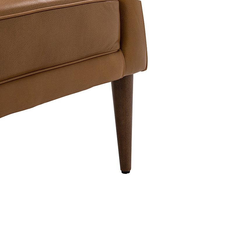 **Casio Genuine Leather Barrel Chair with Wooden Legs – Stylish Accent Chair for Living Room, Office, or Lounge**