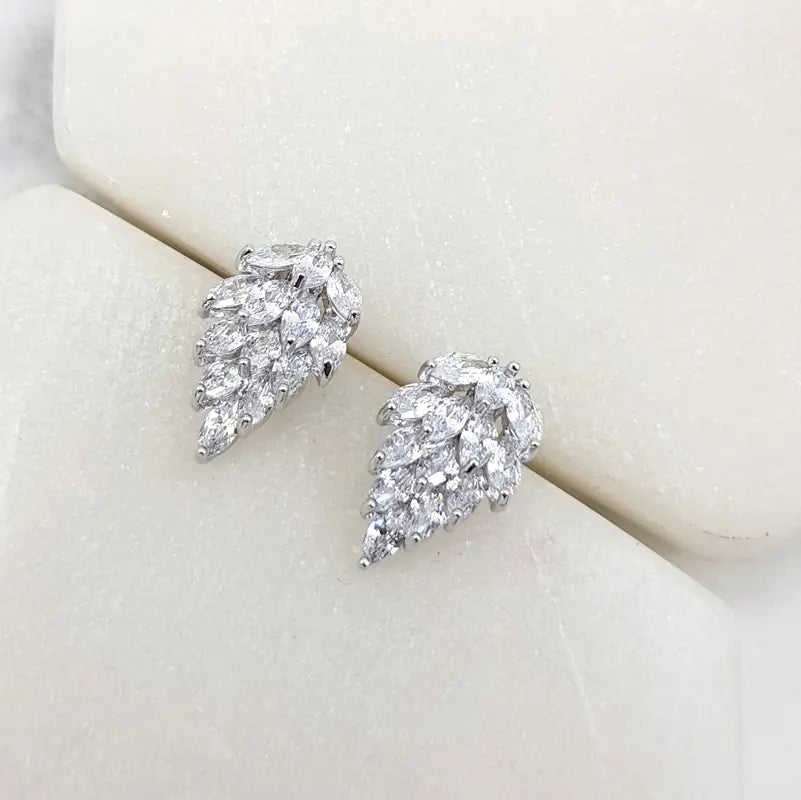 Blaire Crystal Marquise Cluster Stud Bridal Earrings - Elegant Wedding Jewelry for Brides, Bridesmaids & Formal Occasions