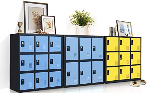 MECOLOR Metal Kids Locker for Girls - Blue Storage Cabinet for Bedroom & Playroom - Organize Clothes, Bags, Toys & Books - Includes W9D Padlock - Perfect for Home, School & Daycare Organization