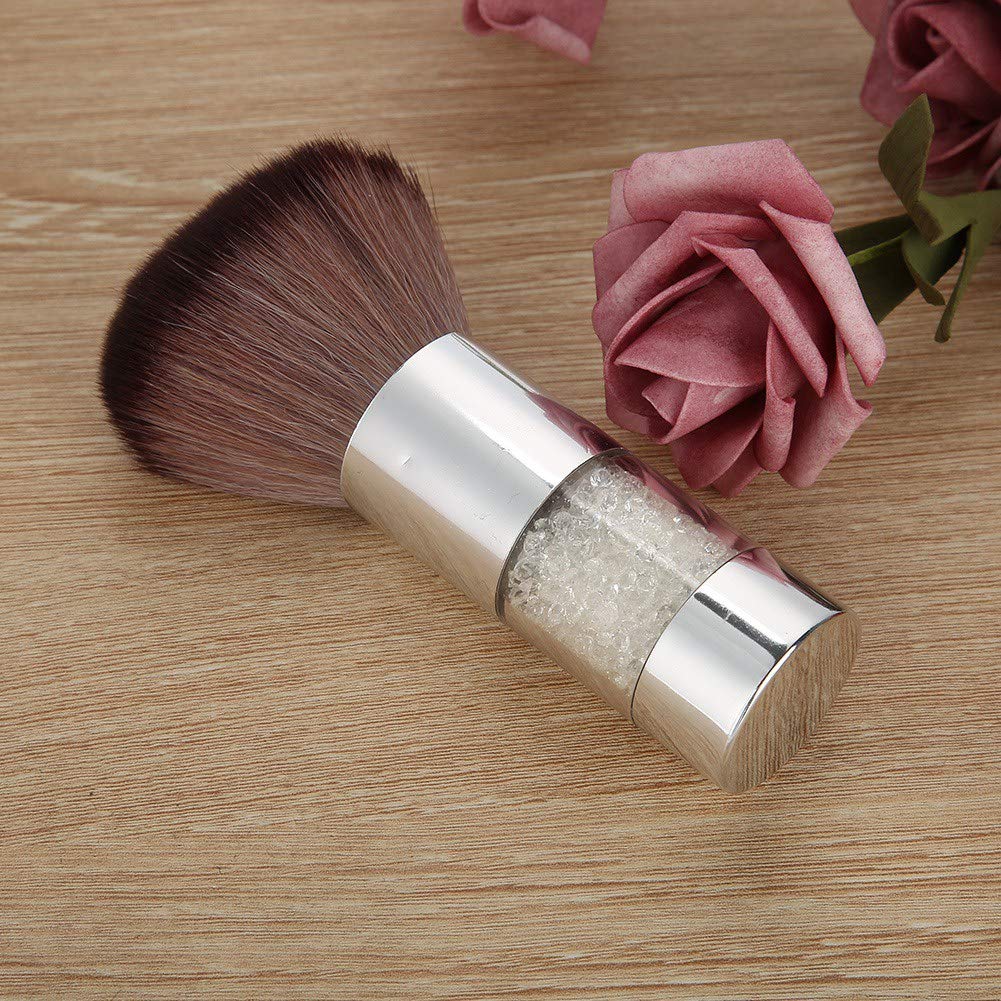 Professional Manicure Dust Removal Brush - Brown Bristles with Silver Handle for Nail Salon & Home Use | Multi-Functional Nail Art Cleaning Tool for Acrylic, Gel & Dip Powder Applications