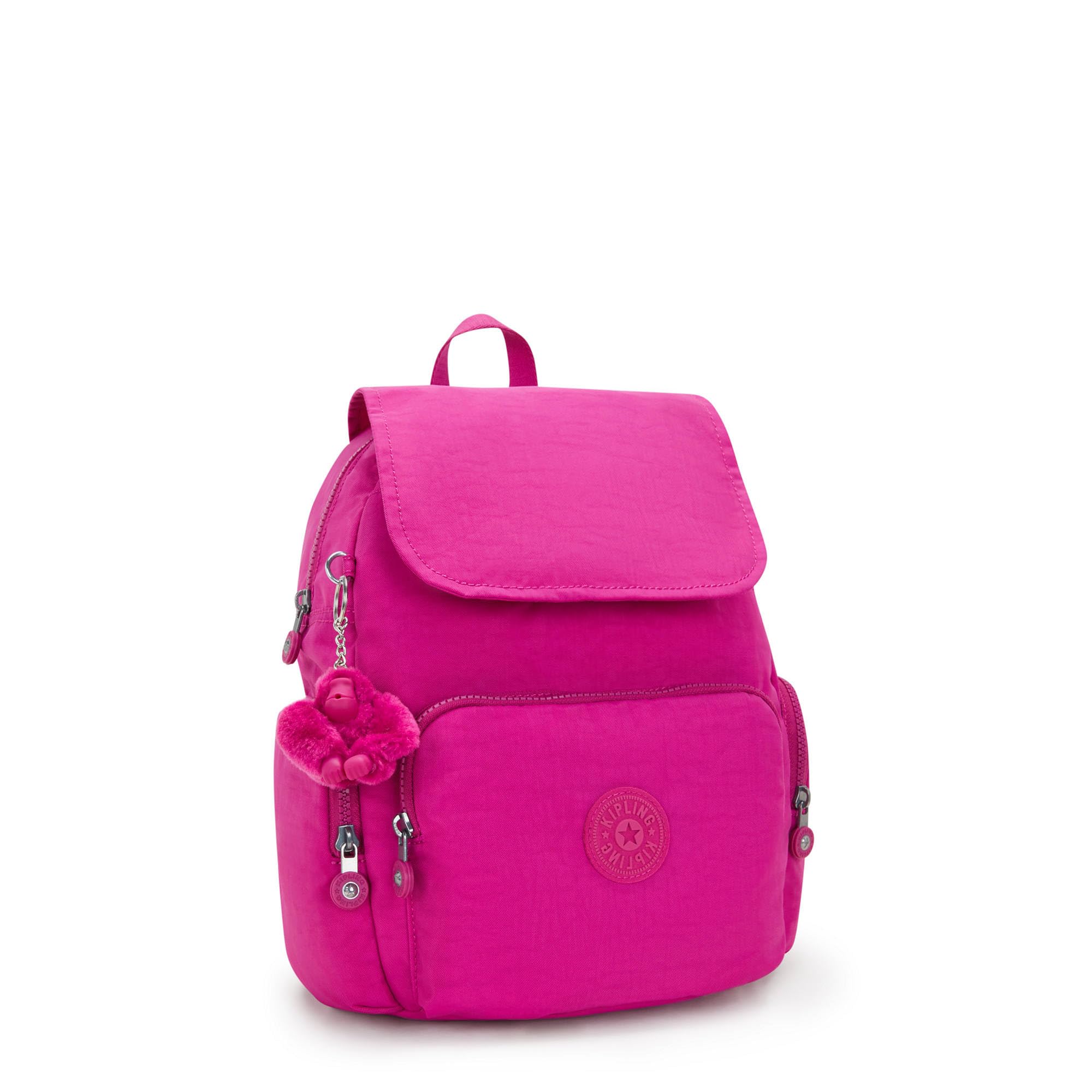 Kipling City Zip Small Backpack for Women - Glowing Fuchsia Lightweight Travel Daypack, Perfect for Commuting, School & Shopping