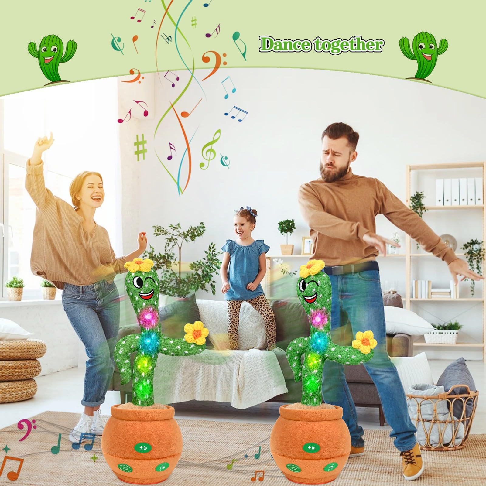 Interactive Talking Cactus Toy - Singing, Dancing & Repeating Educational Baby Toy with 60 English Songs, Lights & Recording Function | Perfect Tummy Time, Learning & Sensory Play Gift for Infants, Toddlers, Boys & Girls | Ideal for Playtime, Early Development & Birthday Gifts