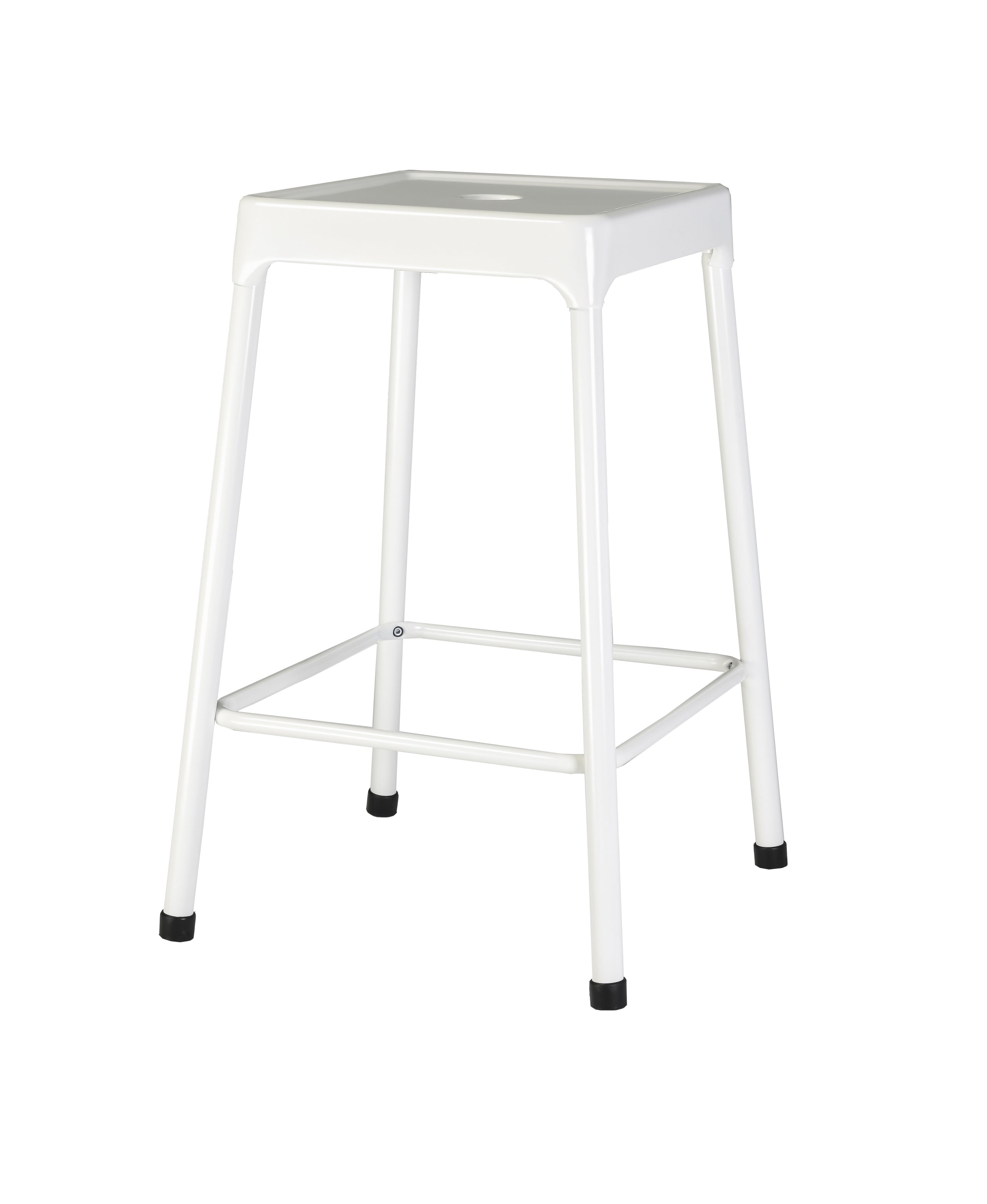 2-Pack White Powder Coated Metal Counter Stools for Kitchen Island, Bar, or Dining Room - Rustic Industrial Style Seating