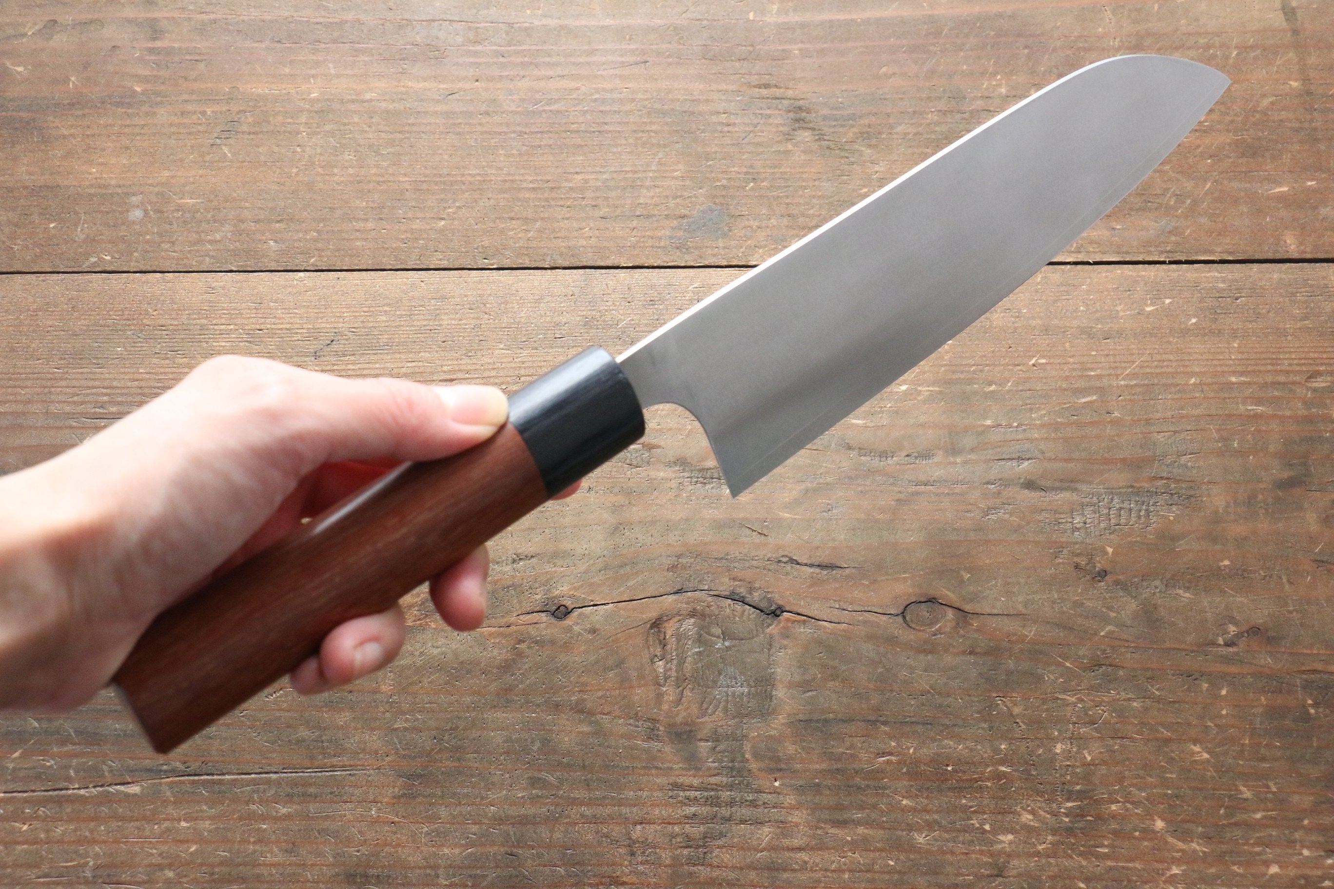Premium Seisuke SG2 Santoku Knife 180mm with Jarrah Wood Handle - Perfect for Slicing, Dicing, and Chopping Vegetables, Meat, and Fish in Professional Kitchens & Home Cooking